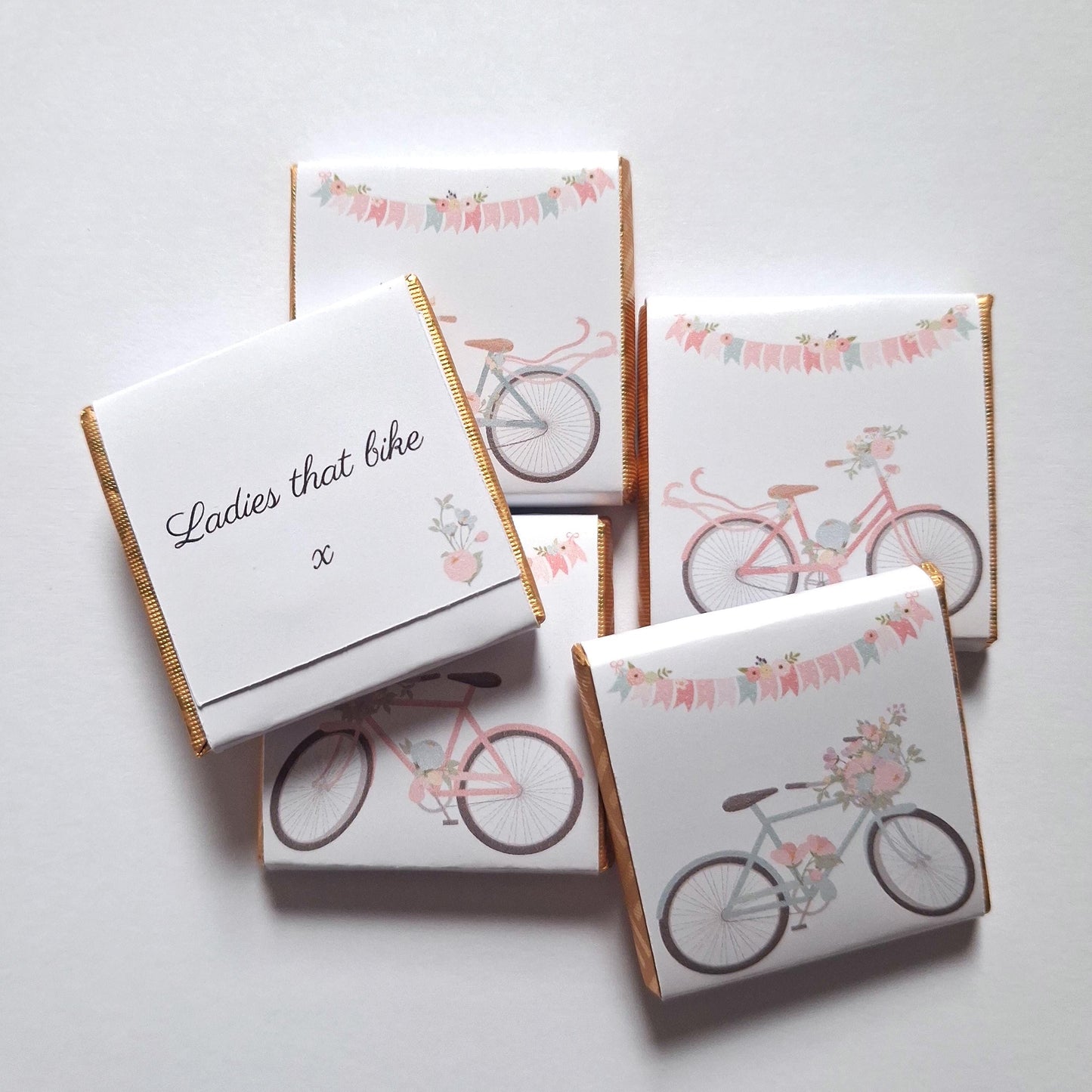 Personalised Floral Bicycle Chocolates – Spring Garden Party Favours