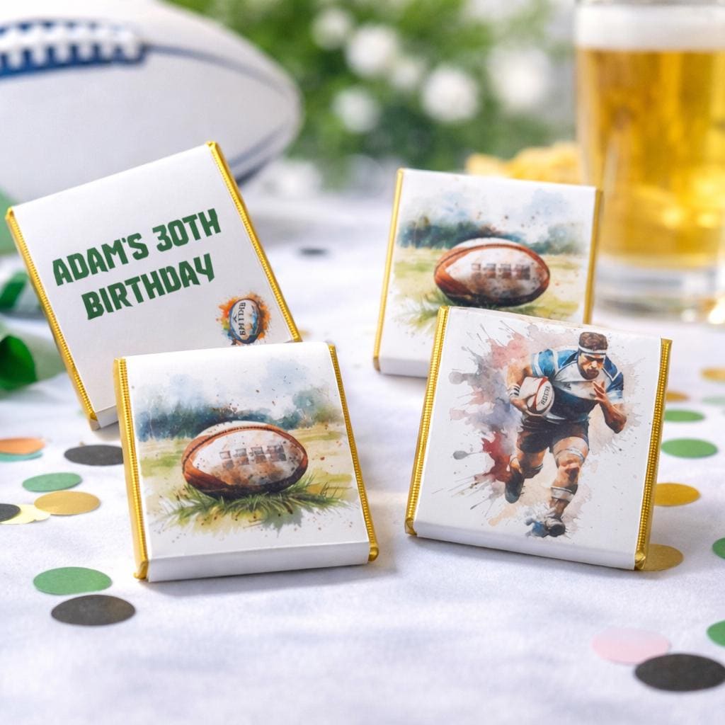 Personalised Rugby Player Chocolates – Custom Birthday Party Favours
