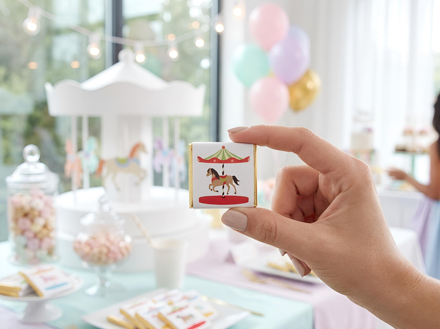 Personalised Horse Carousel Party Favours - Carnival Birthday Chocolate Treats - Custom Fairground Guest Gifts