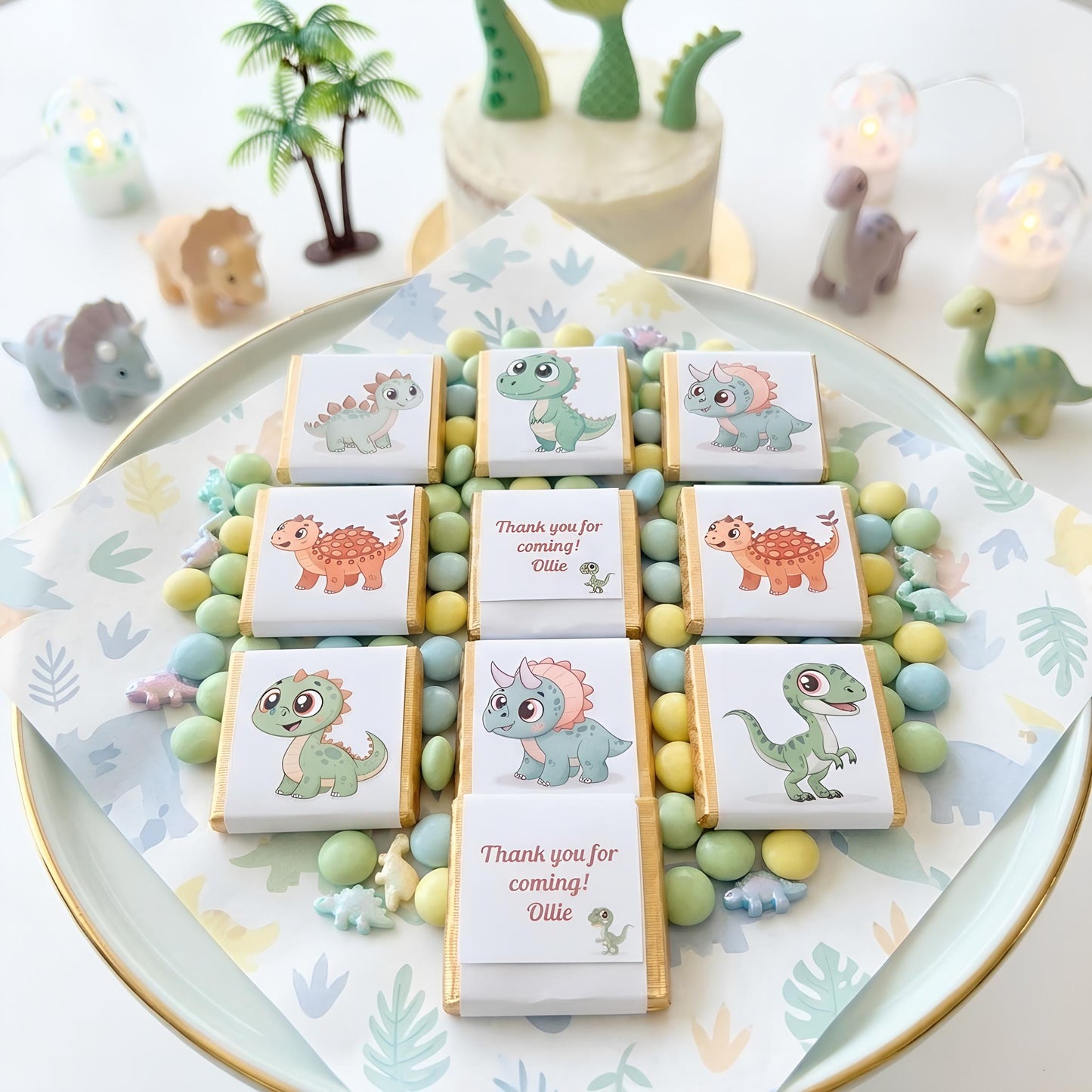 Personalised Baby Dinosaur Party Favours - Dino Birthday Chocolate Treats - Party Bag fillers