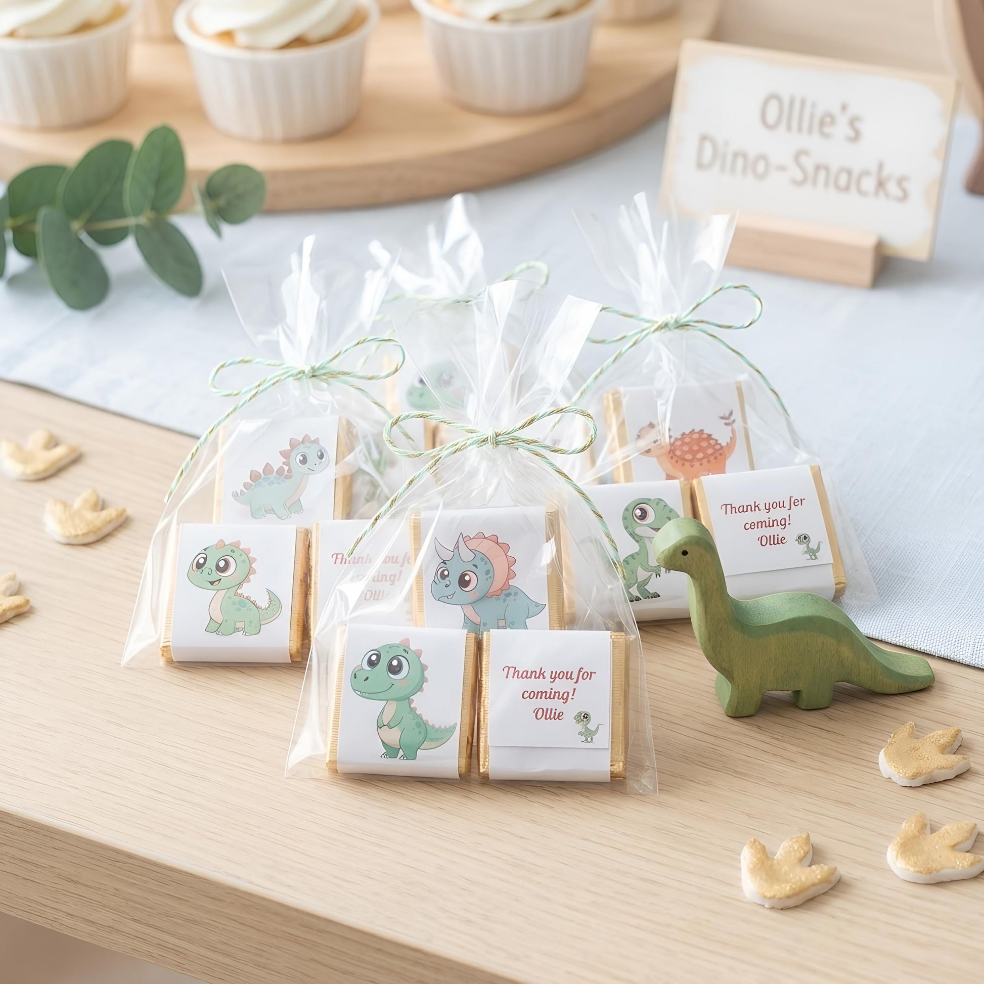 Personalised Baby Dinosaur Party Favours - Dino Birthday Chocolate Treats - Party Bag fillers