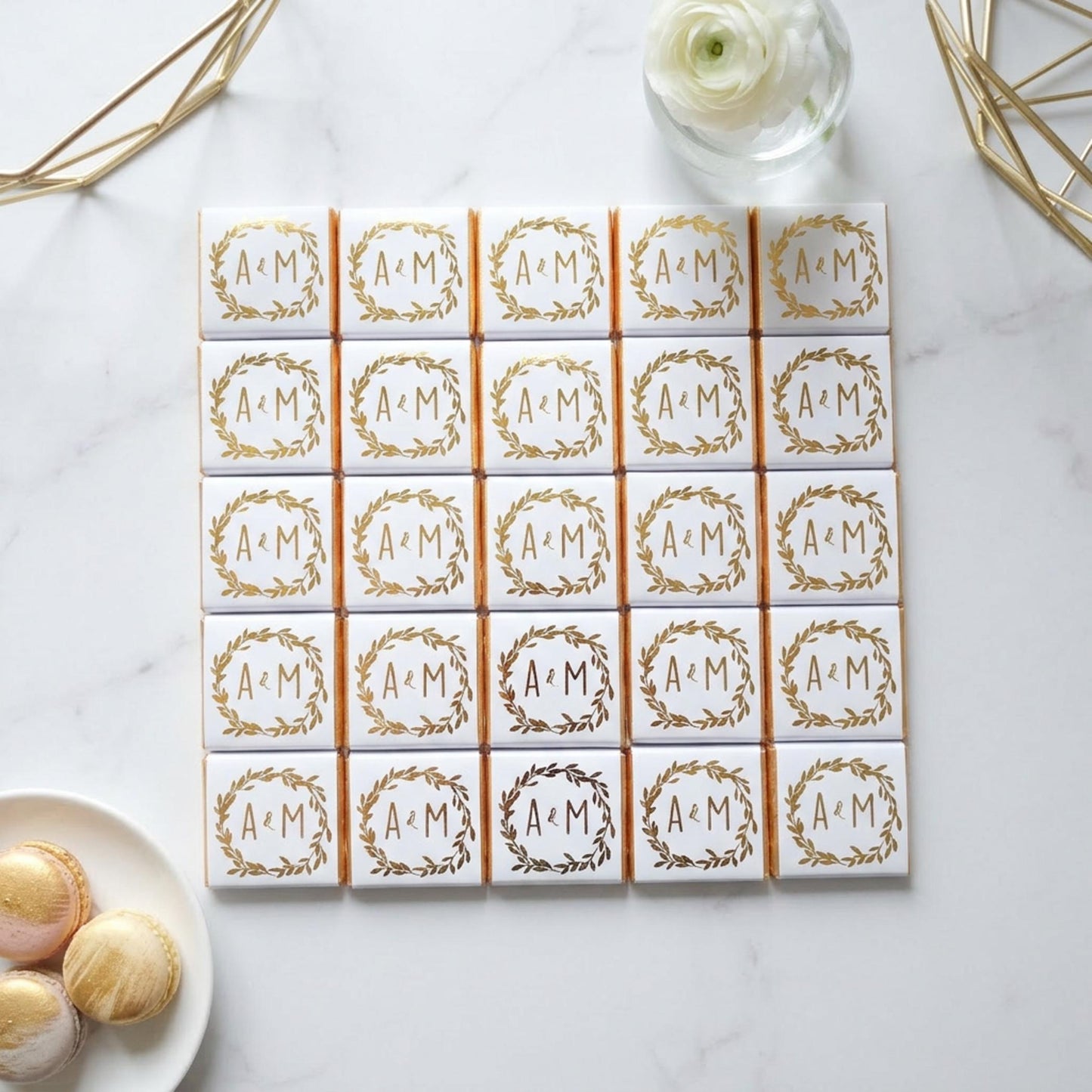 Personalised Wedding Botanical Wreath Chocolates – Engagement Party Favours