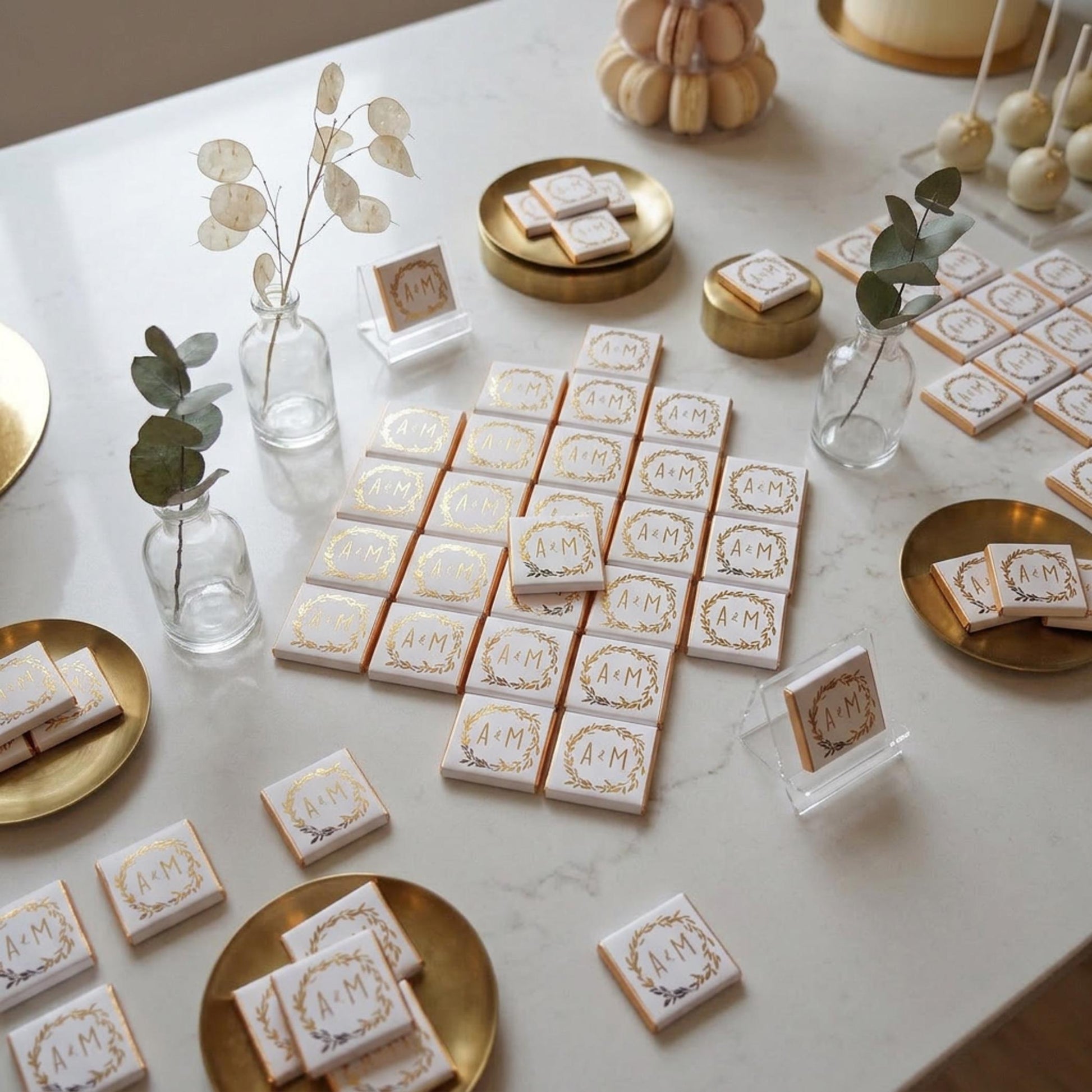 Personalised Wedding Botanical Wreath Chocolates – Engagement Party Favours