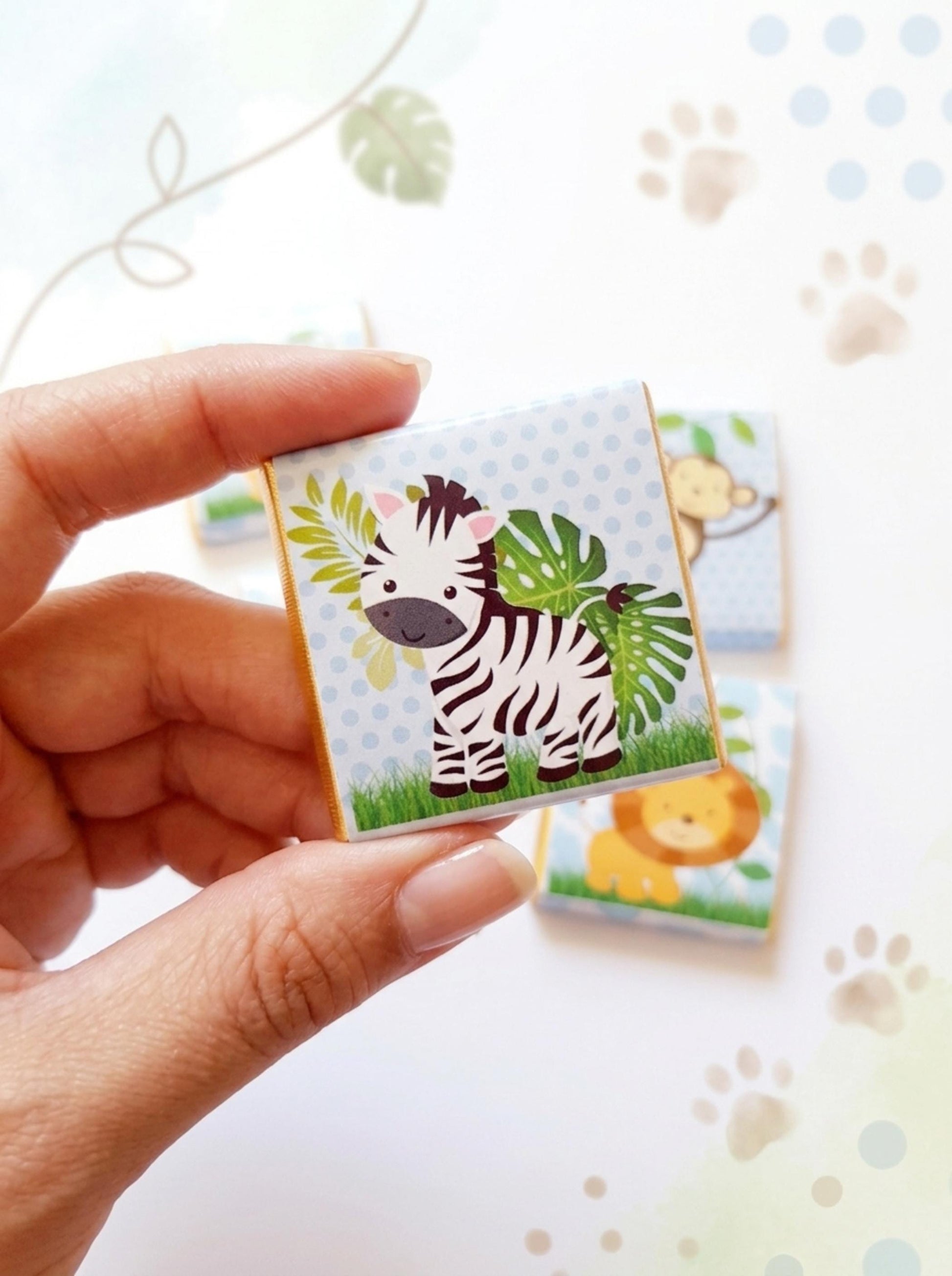Personalised Safari Chocolate Favors – Jungle Animal Birthday Treats, Baby Shower Bag Filler
