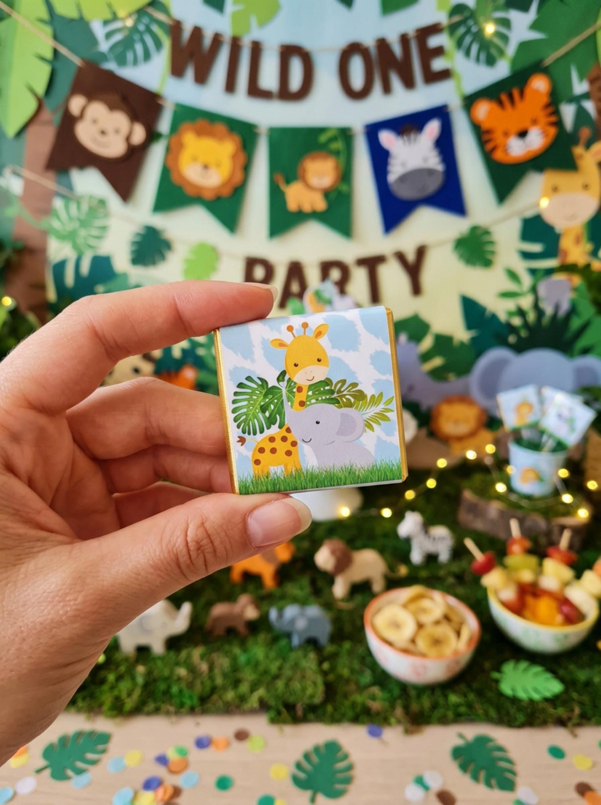 Personalised Safari Chocolate Favors – Jungle Animal Birthday Treats, Baby Shower Bag Filler