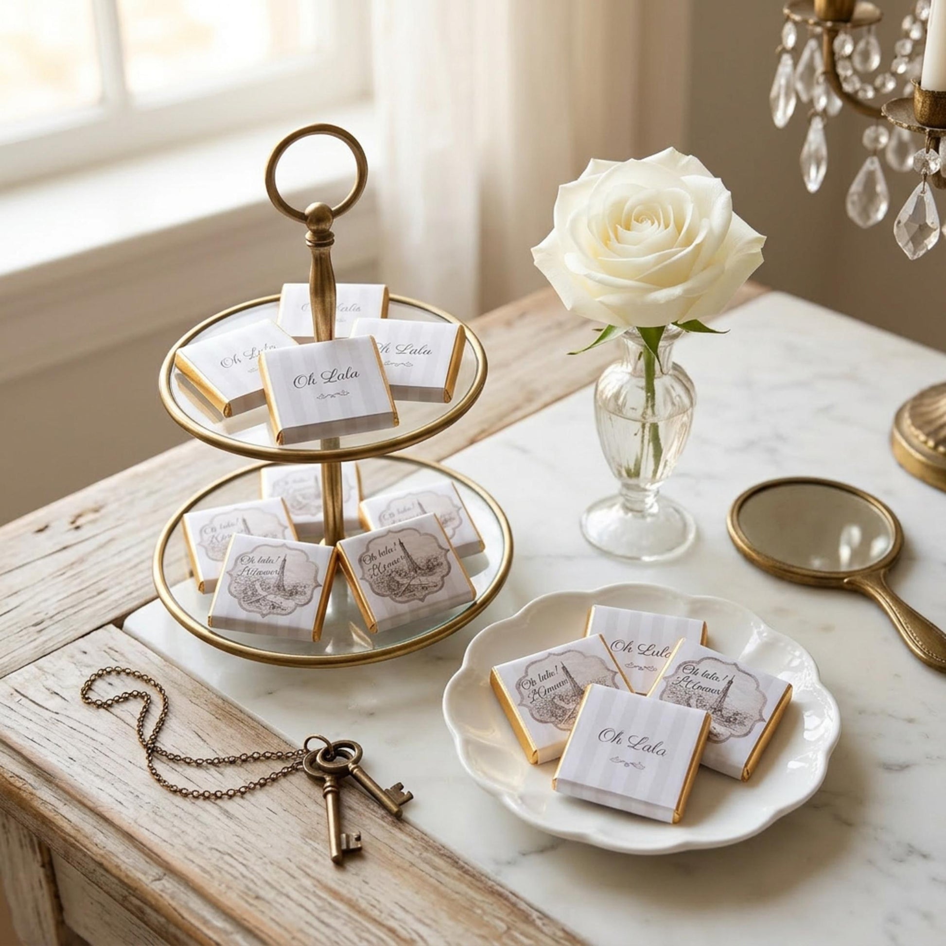 Personalised Eiffel Tower Party Favours – French Travel Wedding Chocolates