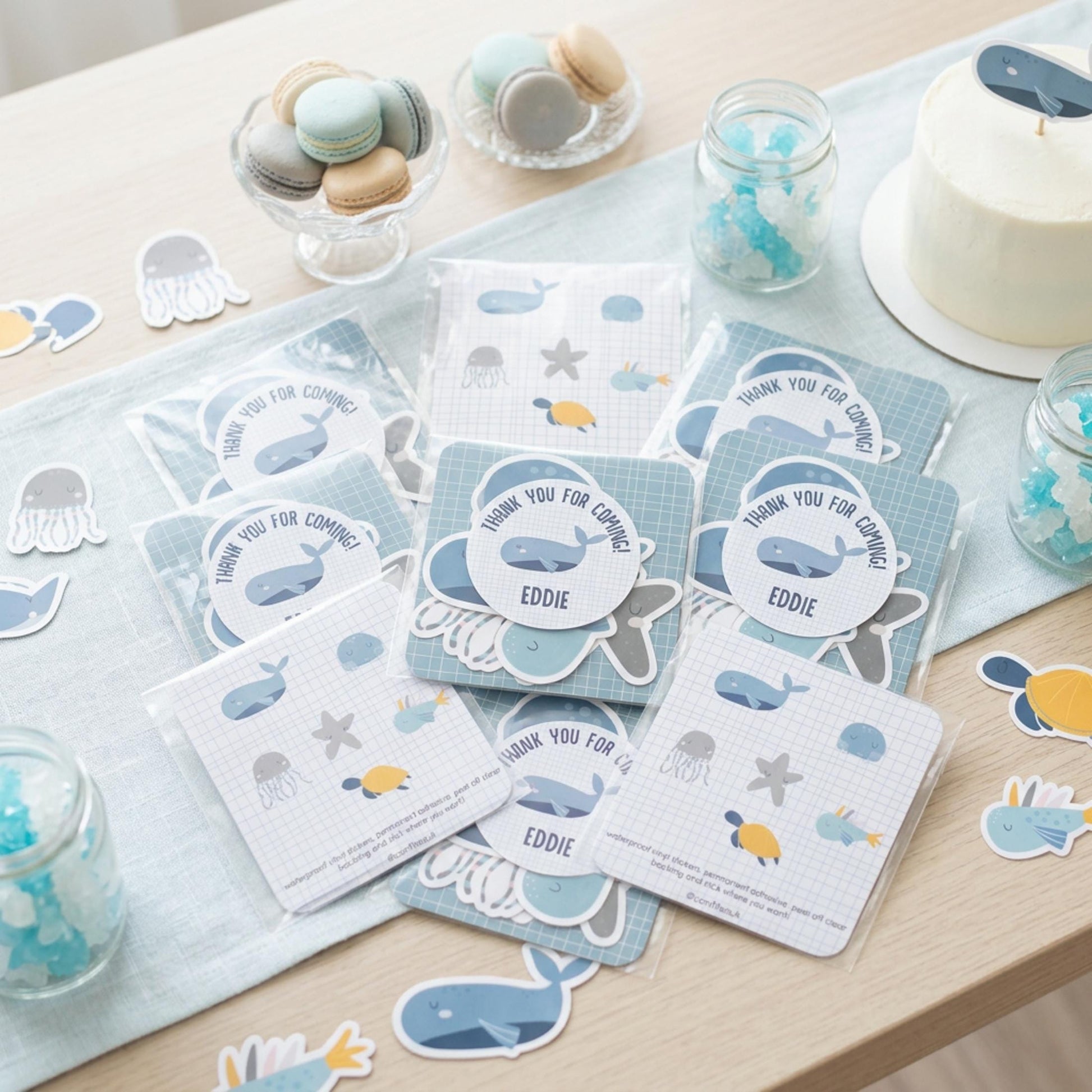 Personalised Under the Sea Vinyl Stickers Party Bags, Ocean Theme Birthday Favours