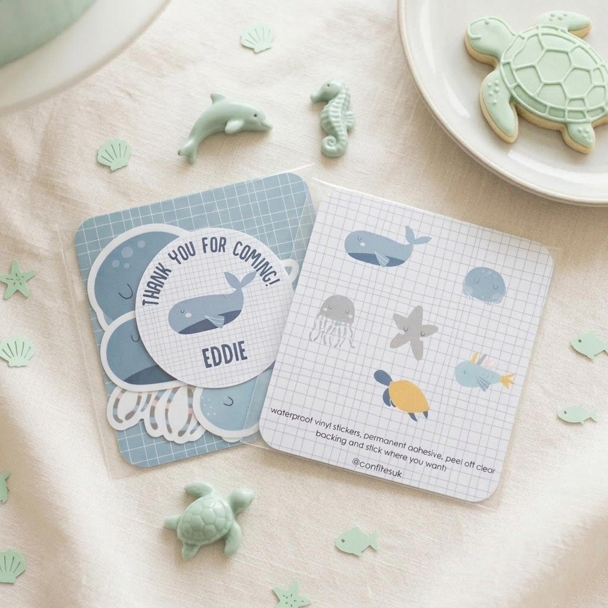 Personalised Under the Sea Vinyl Stickers Party Bags, Ocean Theme Birthday Favours