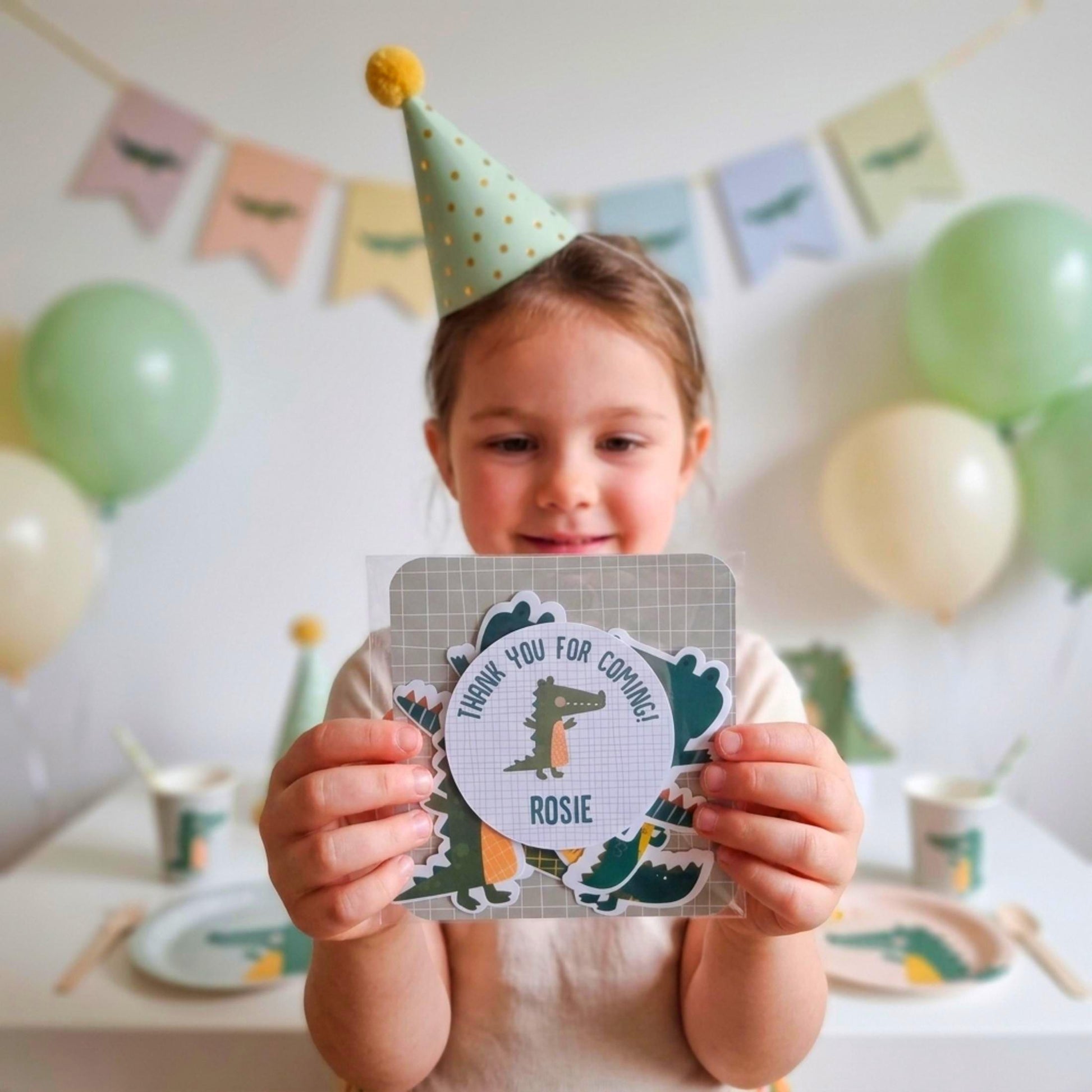 Personalised Alligator Vinyl stickers Party Bags, Custom Crocodile Birthday Favours