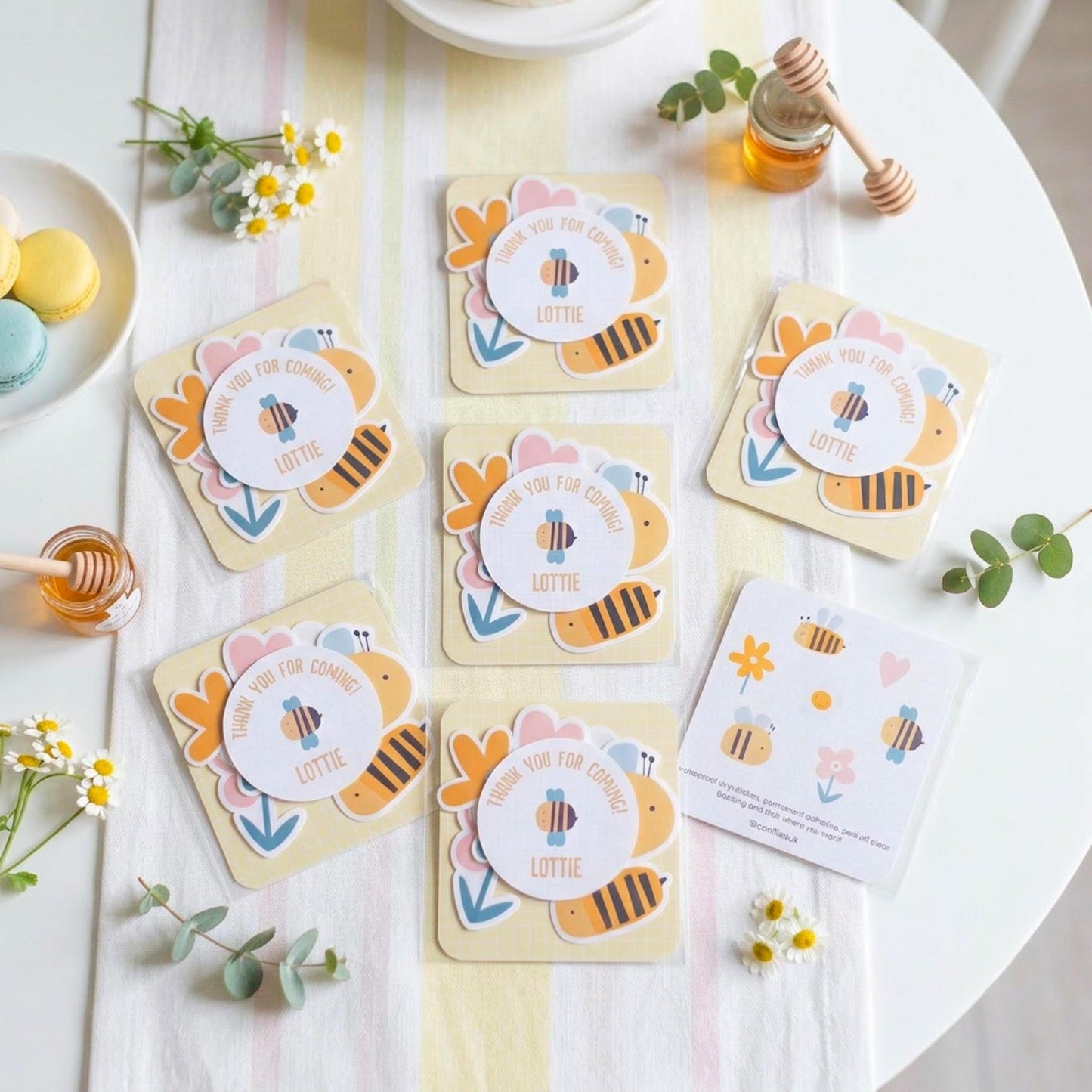 Personalised Bumblebee Vinyl Stickers Party Bags, Custom Bee Birthday Favours