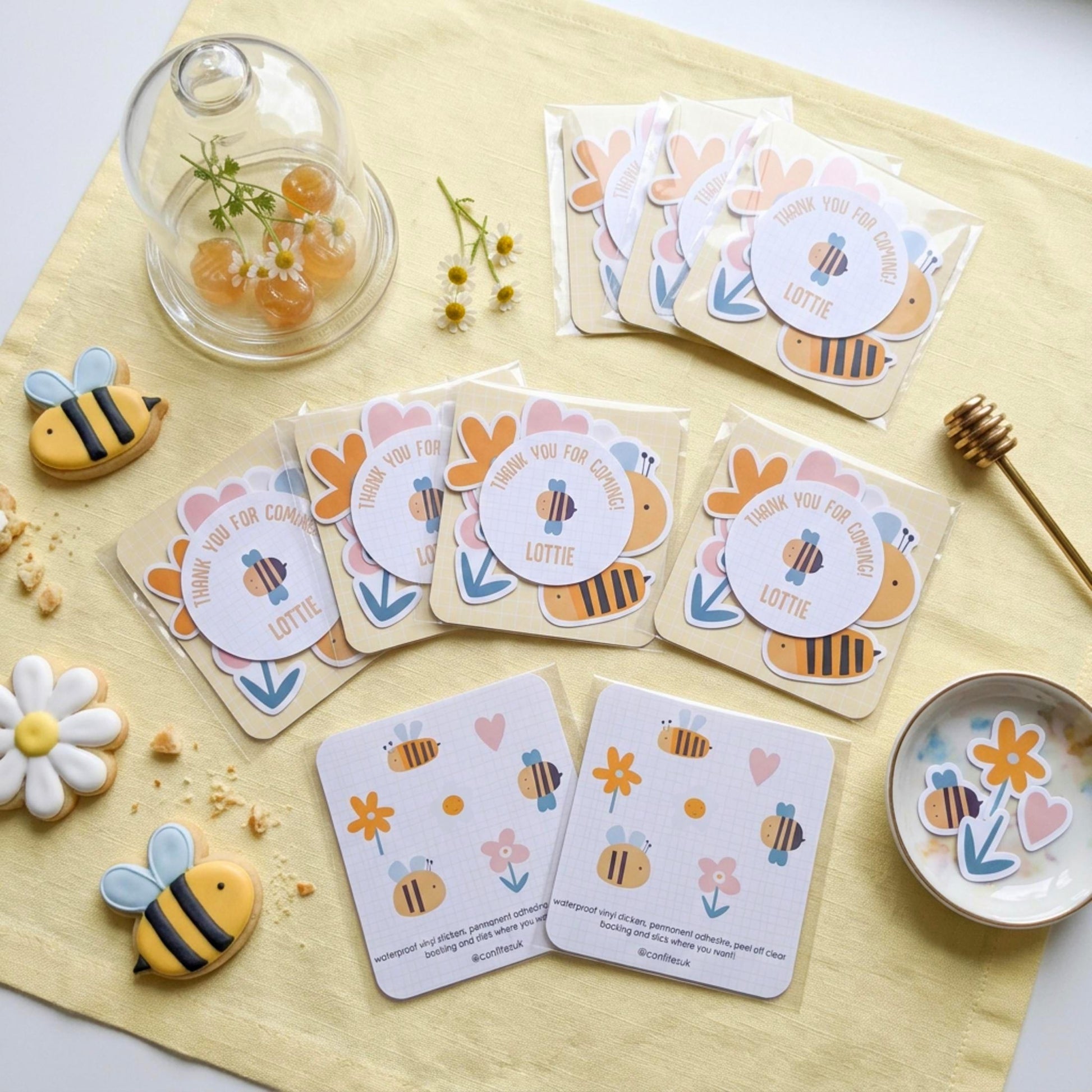 Personalised Bumblebee Vinyl Stickers Party Bags, Custom Bee Birthday Favours