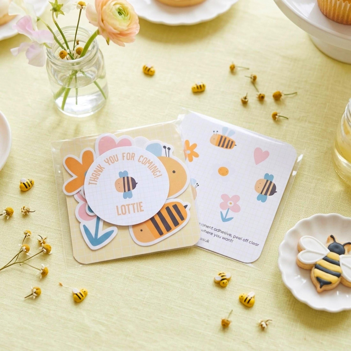 Personalised Bumblebee Vinyl Stickers Party Bags, Custom Bee Birthday Favours