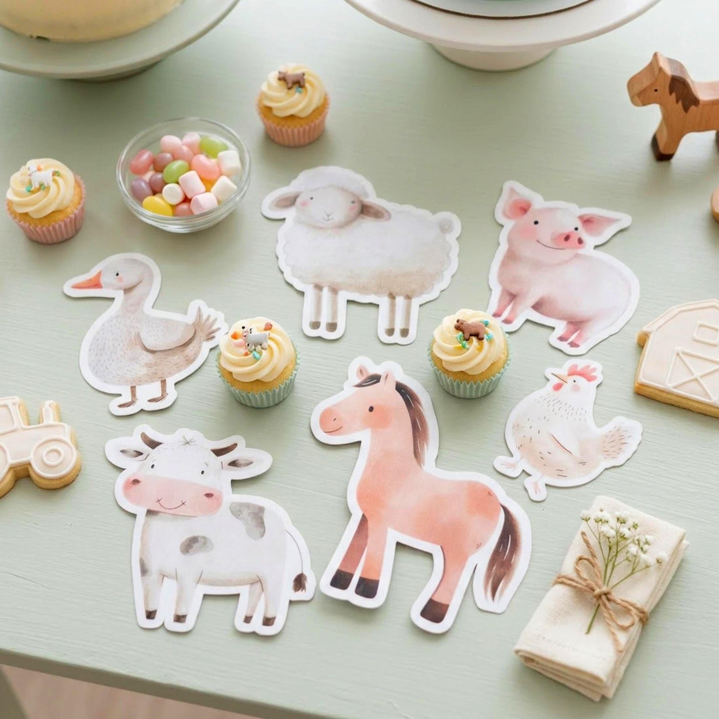 Personalised Farm Vinyl Stickers Party Bags, Custom Farmyard Birthday Favours