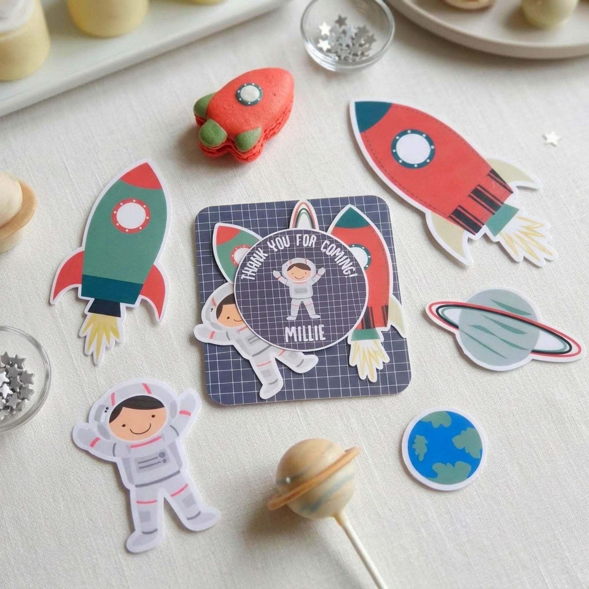 Personalised Space vinyl stcikers Party Bags, Astronaut Birthday Favours