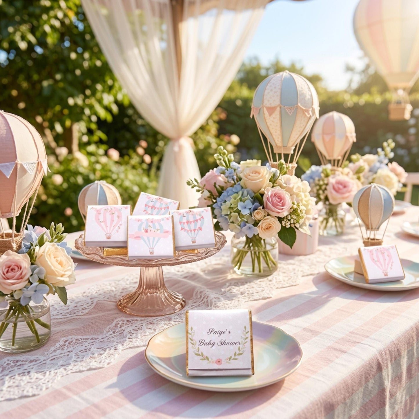 Personalised Hot Air Balloon Chocolates – Baby Shower Guest Favours, Adventure Awaits Treats