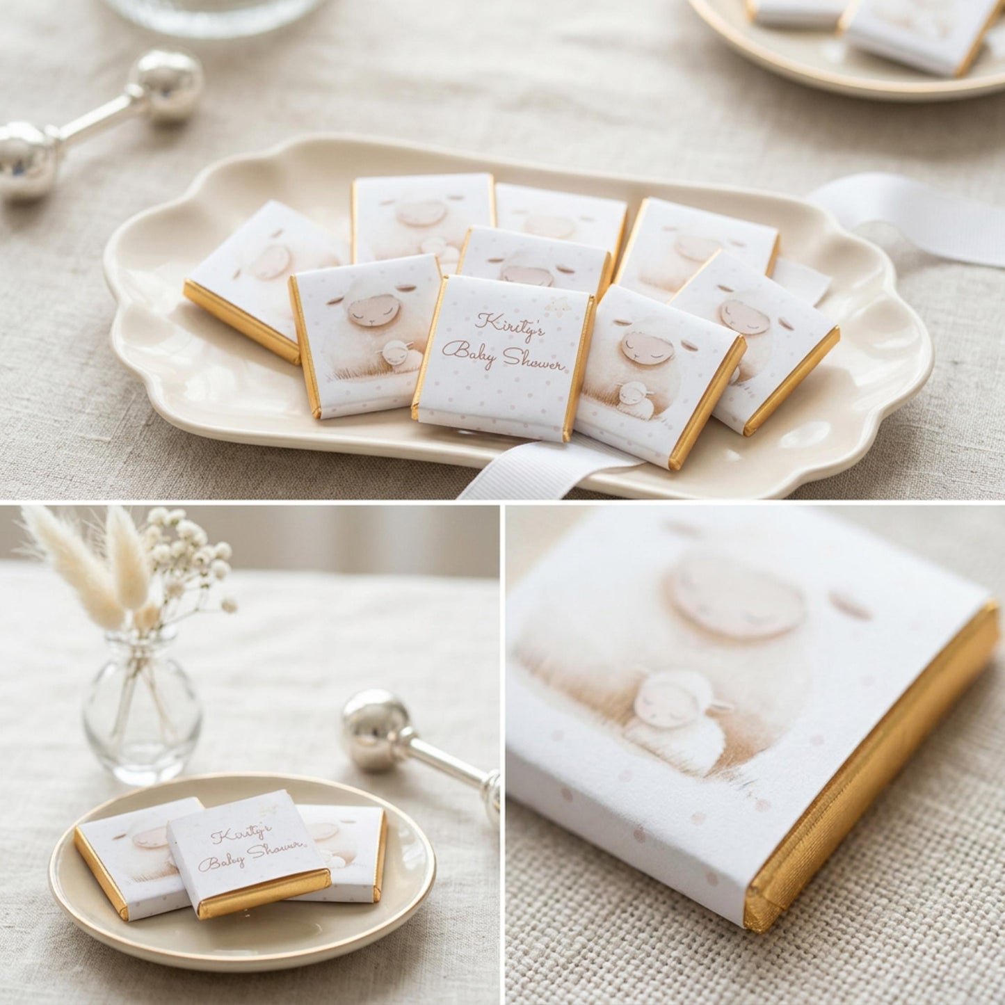 Personalised Mum and Baby Sheep Chocolates – Baby Shower Guest Favours, Party Bag Fillers