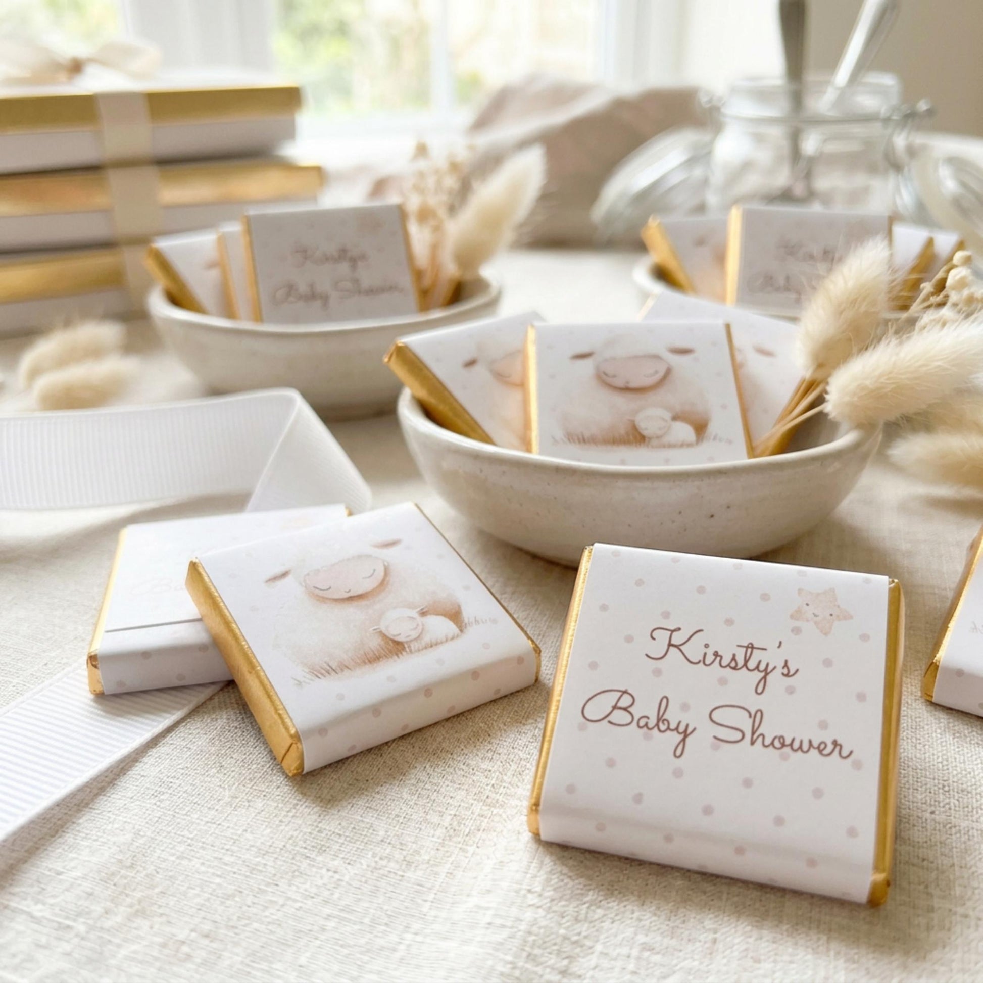 Personalised Mum and Baby Sheep Chocolates – Baby Shower Guest Favours, Party Bag Fillers