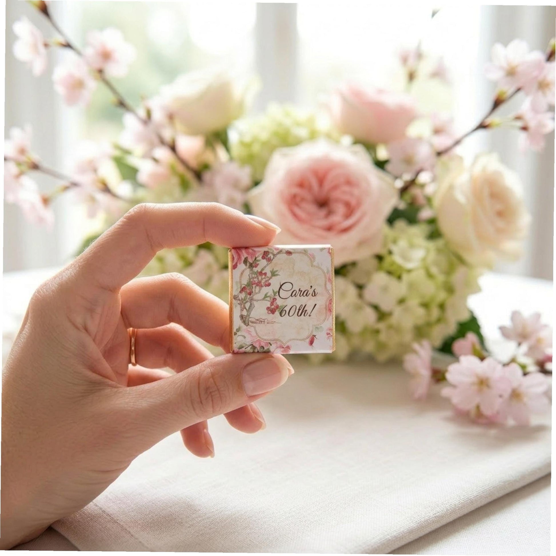 Personalised Rose Birthday Party Favours - Floral Chocolate Treats - Custom Guest Gifts - Party Bags Fillers