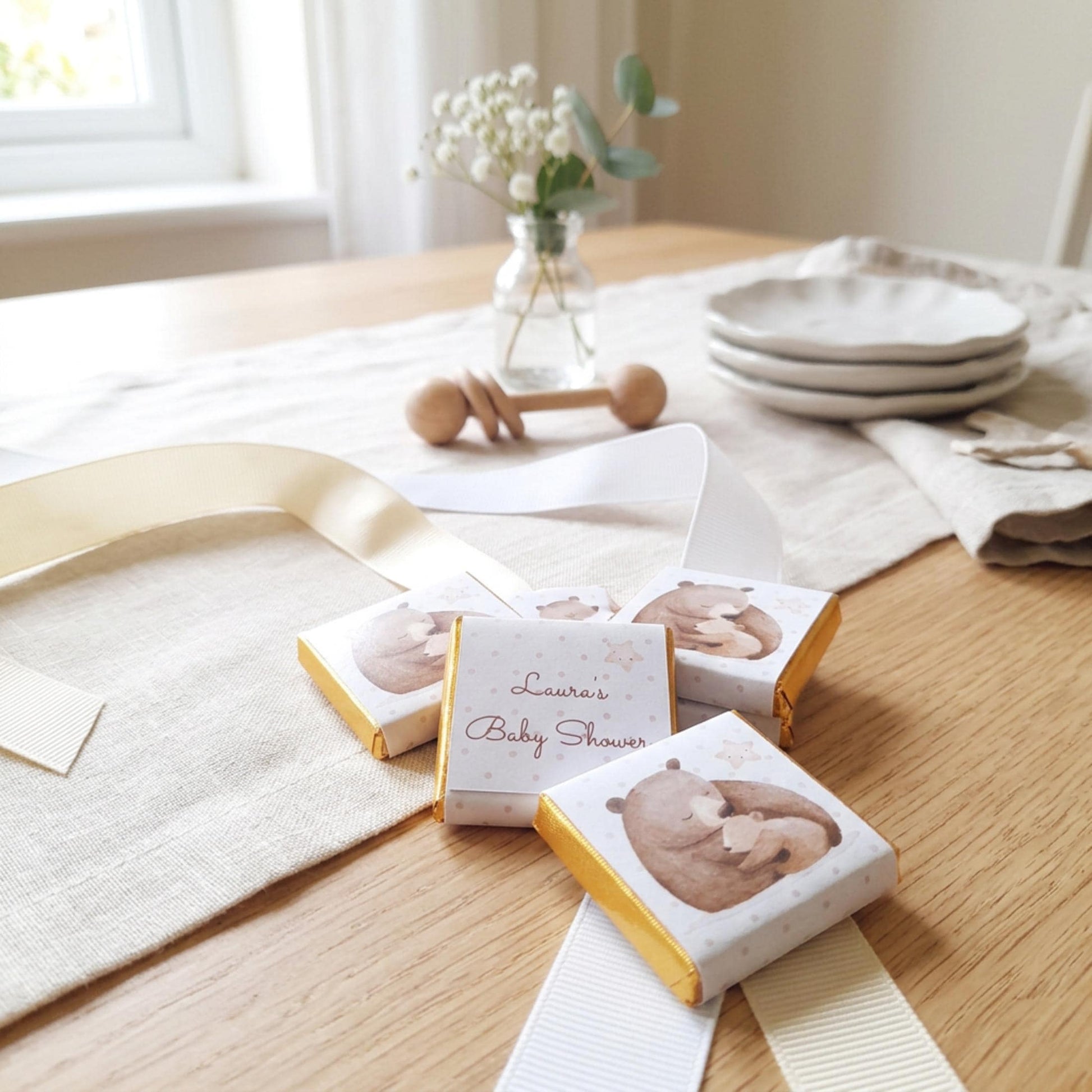 Mama Bear Baby Shower Chocolate Favours – Custom Guest Treats, Teddy Bear Party Bags