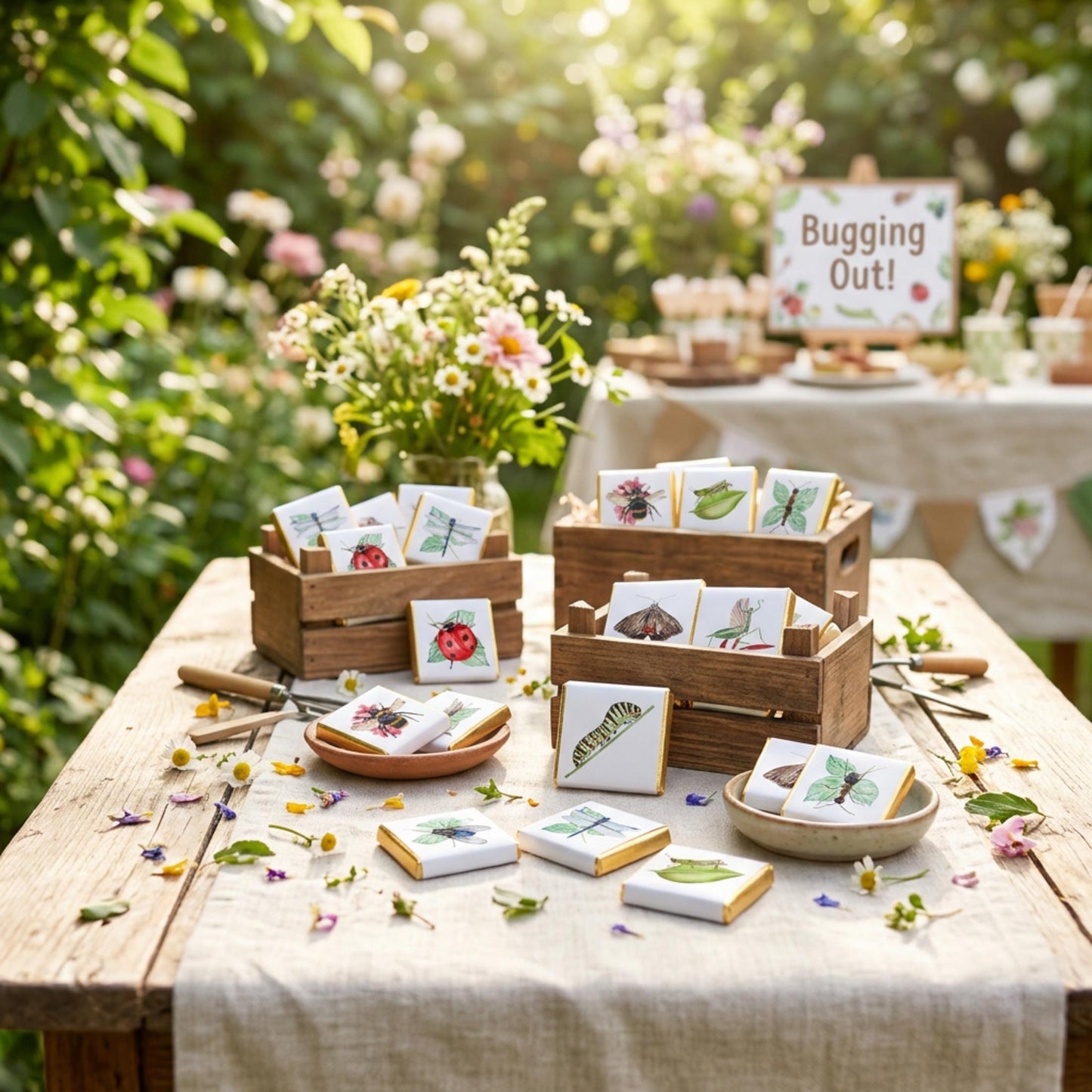 Personalised Garden Bugs Chocolates – Birthday Party Favours, Nature Theme Treats