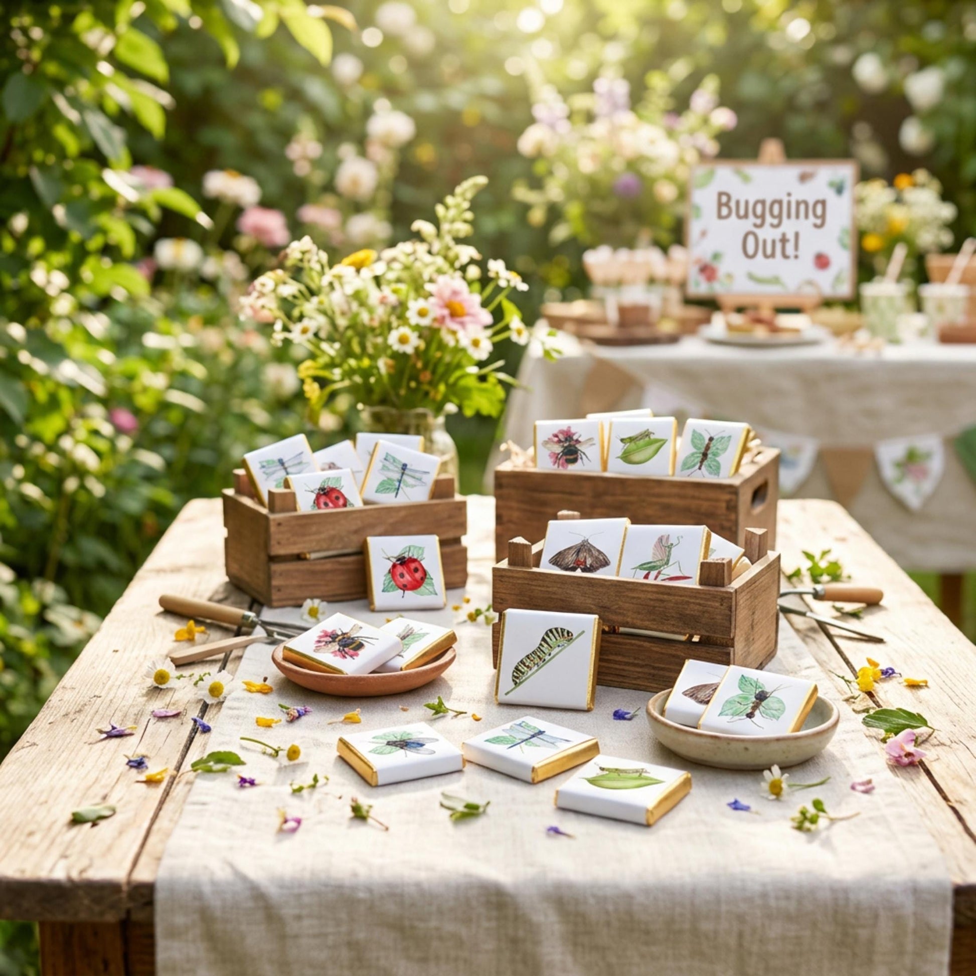 Personalised Garden Bugs Chocolates – Birthday Party Favours, Nature Theme Treats