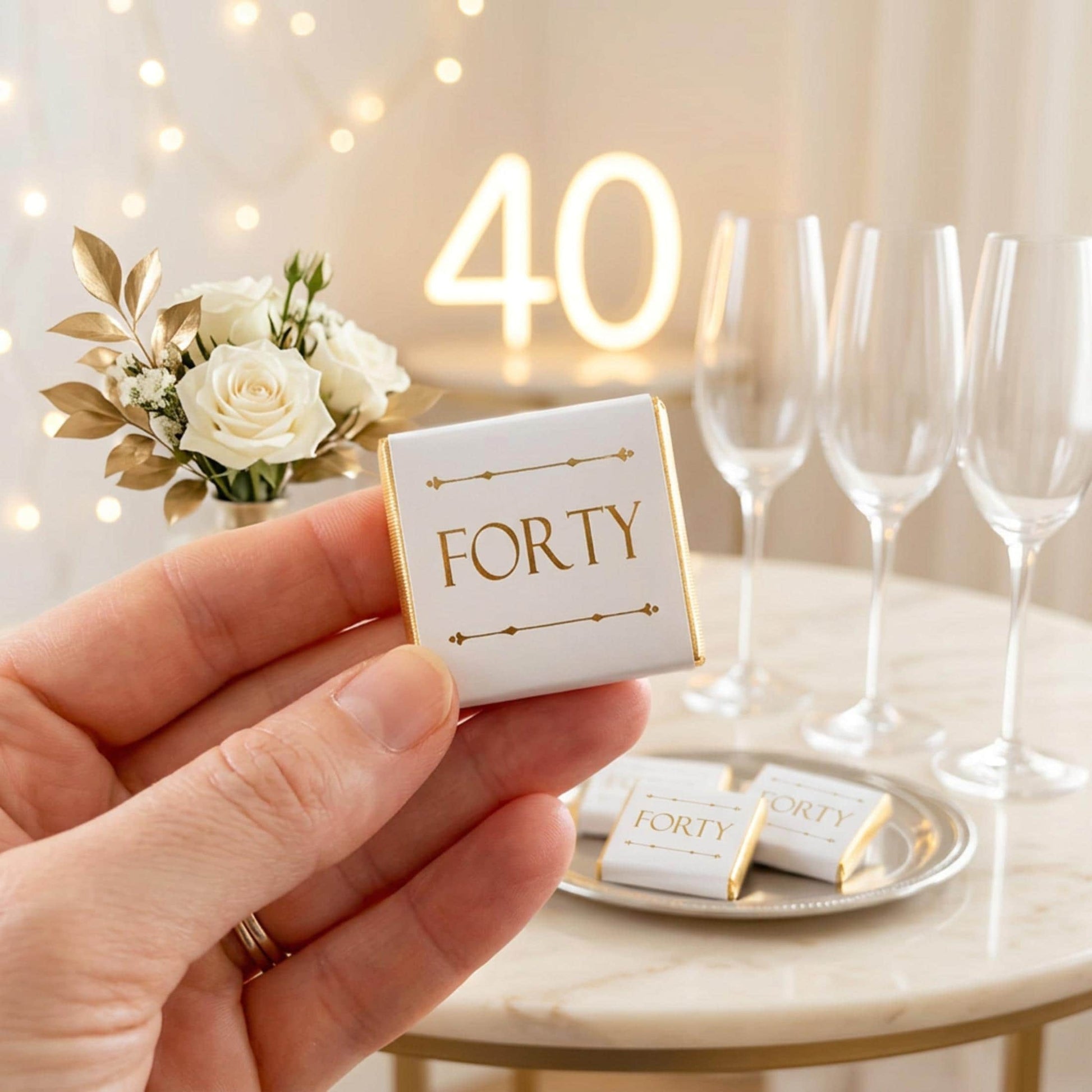 Personalised Gold Foiled Milestone Birthday Chocolates – Luxury Guest Favours