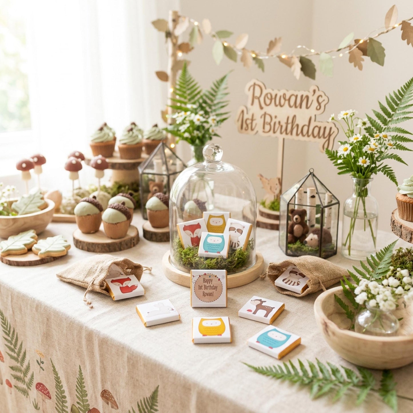 Personalised Woodland Chocolate Favours – Forest Animal Birthday Treats, Baby Shower Bag Fillers