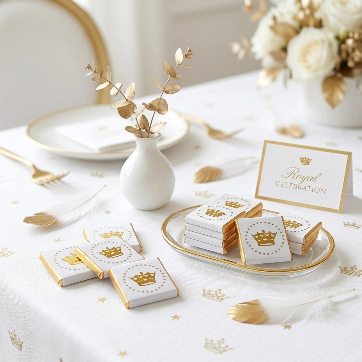 Personalised Crown Chocolates – Prince Princess Birthday Party Favours (Gold Foil)