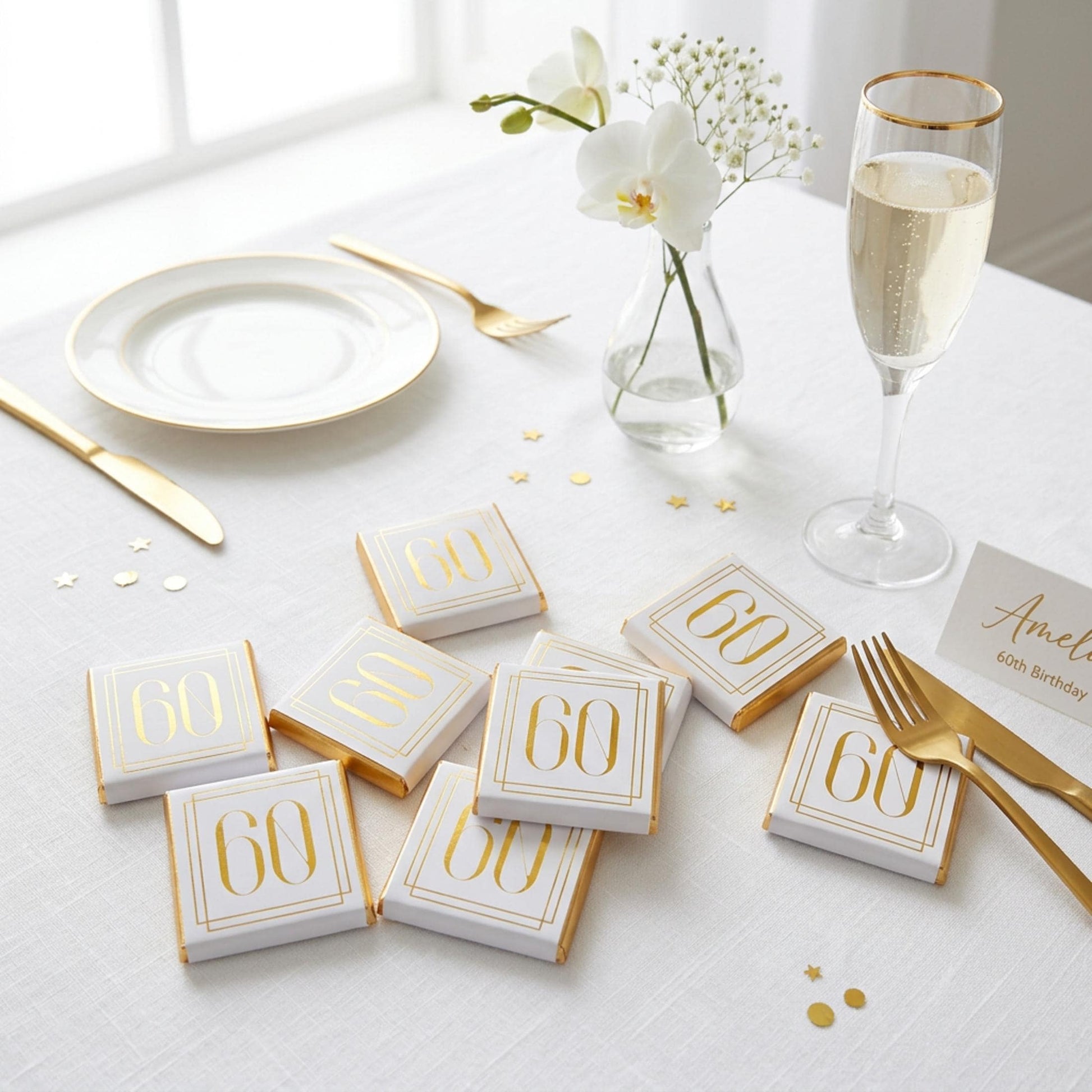 Personalised Milestone Birthday Favours - Gold Foiled Number Chocolates - Custom 18th 21st 30th 40th 50th Guest Gifts - Elegant Party Treats