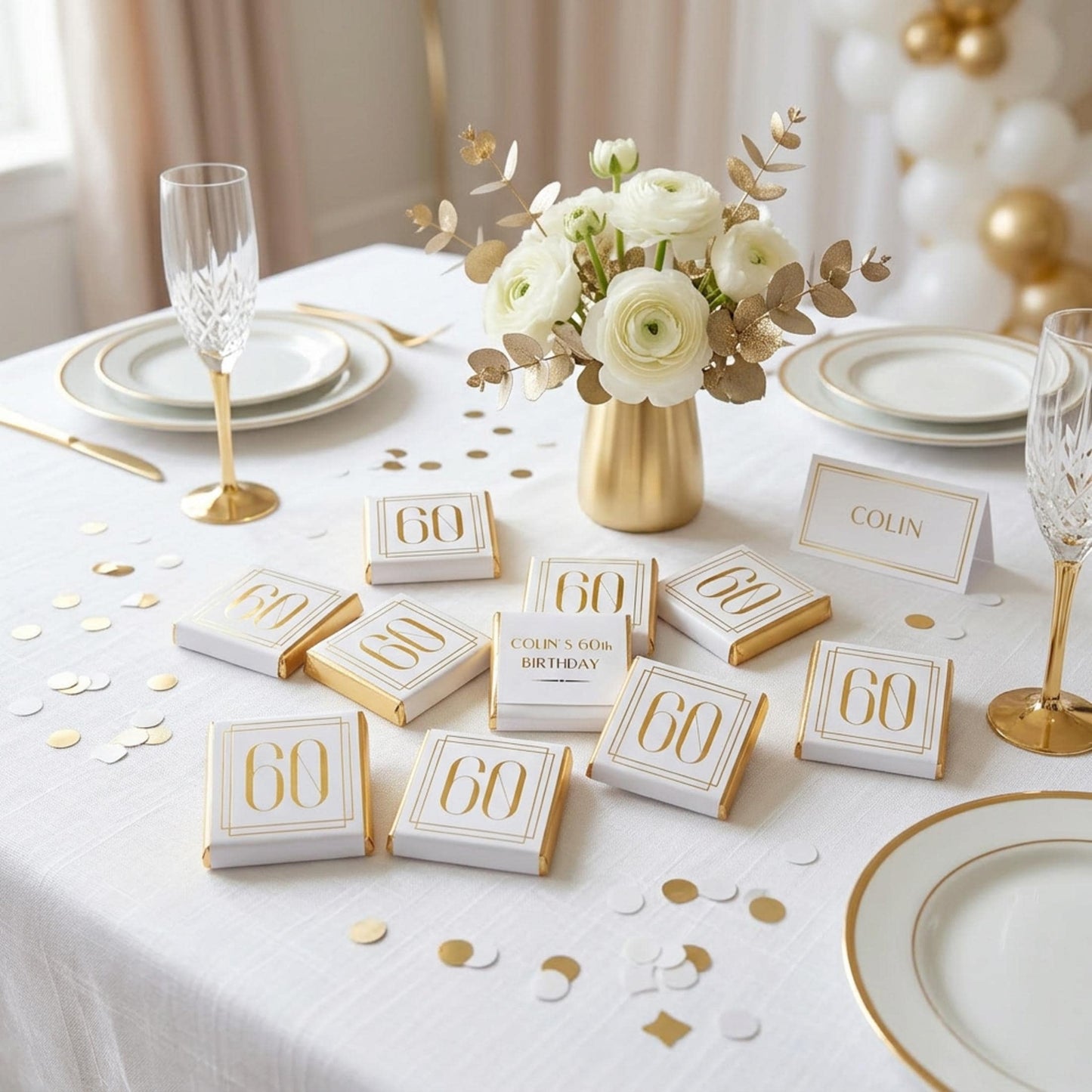 Personalised Milestone Birthday Favours - Gold Foiled Number Chocolates - Custom 18th 21st 30th 40th 50th Guest Gifts - Elegant Party Treats
