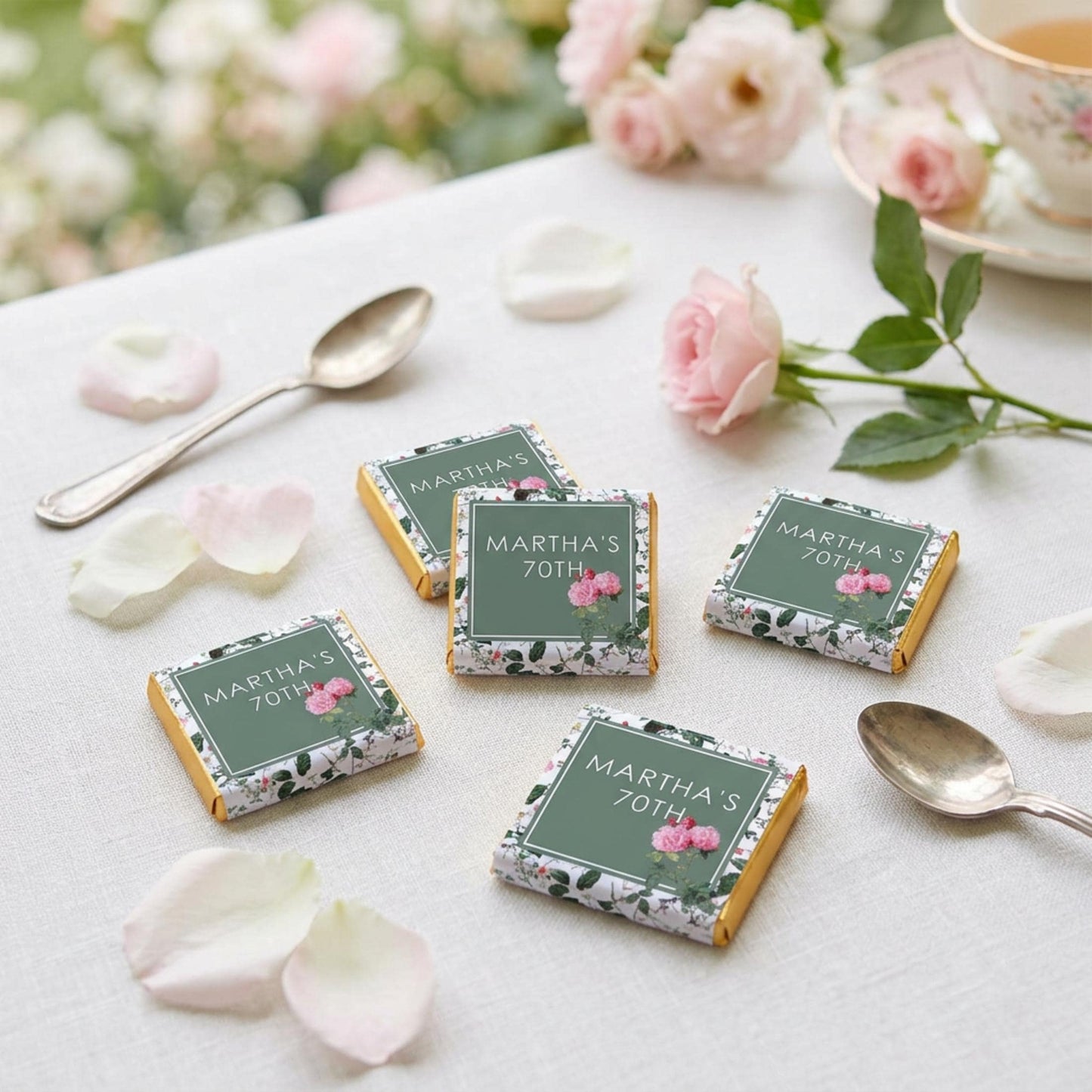 Personalised Cottage Chocolates – Custom 70th Birthday Party Favours, Guest Gifts
