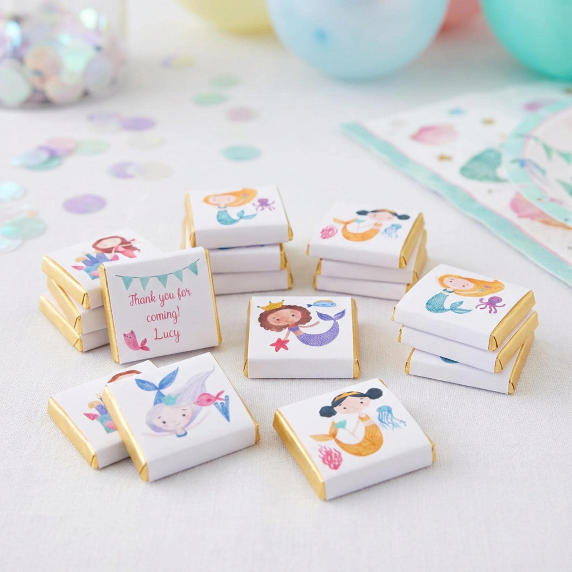 Personalised Mermaid Party Favours - Under the Sea Birthday Chocolate Treats - Ocean Theme Party Bag Fillers