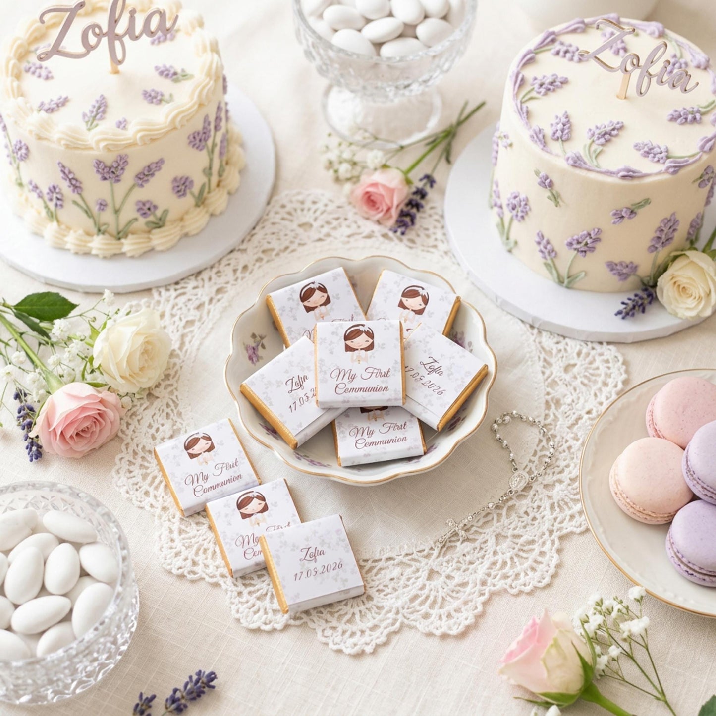 Personalised First Holy Communion Chocolate Favours – Girls Religious Treats, Party Gifts