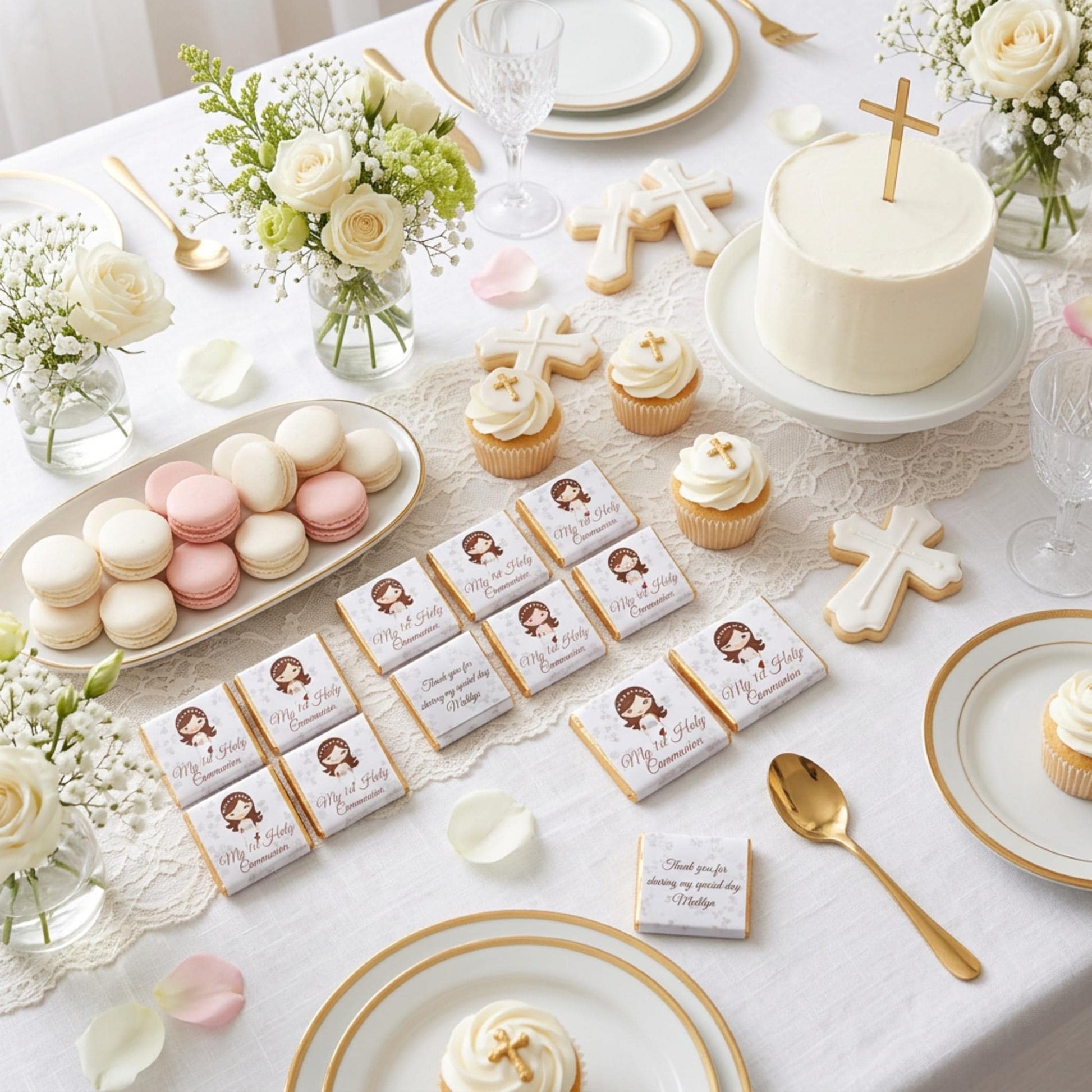 Personalised First Holy Communion Chocolate Favours – Girls Religious Treats, Party Gifts