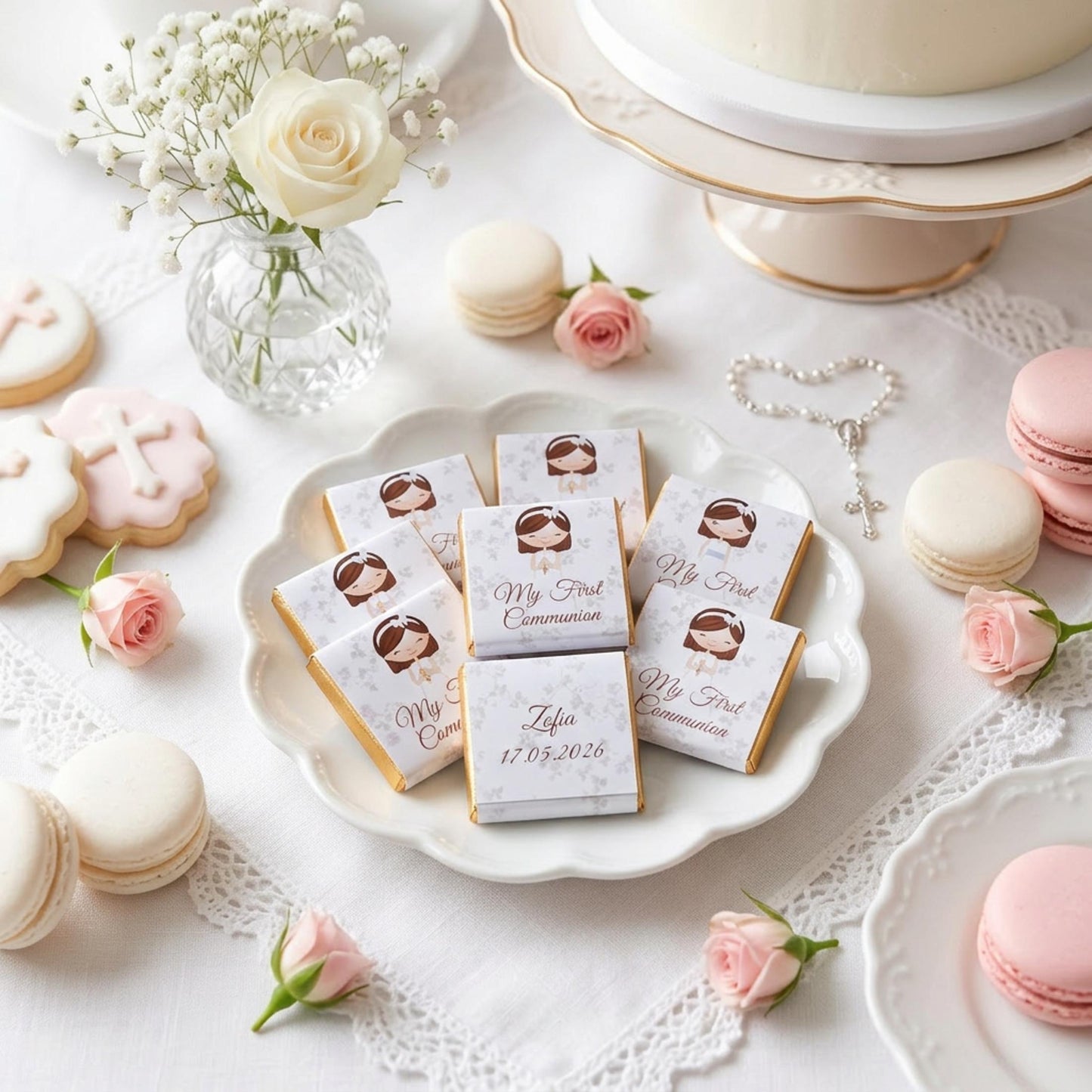 Personalised First Holy Communion Chocolate Favours – Girls Religious Treats, Party Gifts