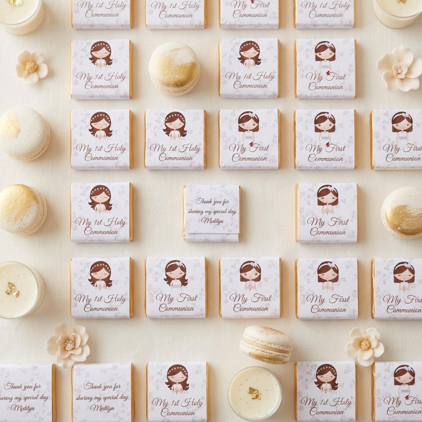 Personalised First Holy Communion Chocolate Favours – Girls Religious Treats, Party Gifts