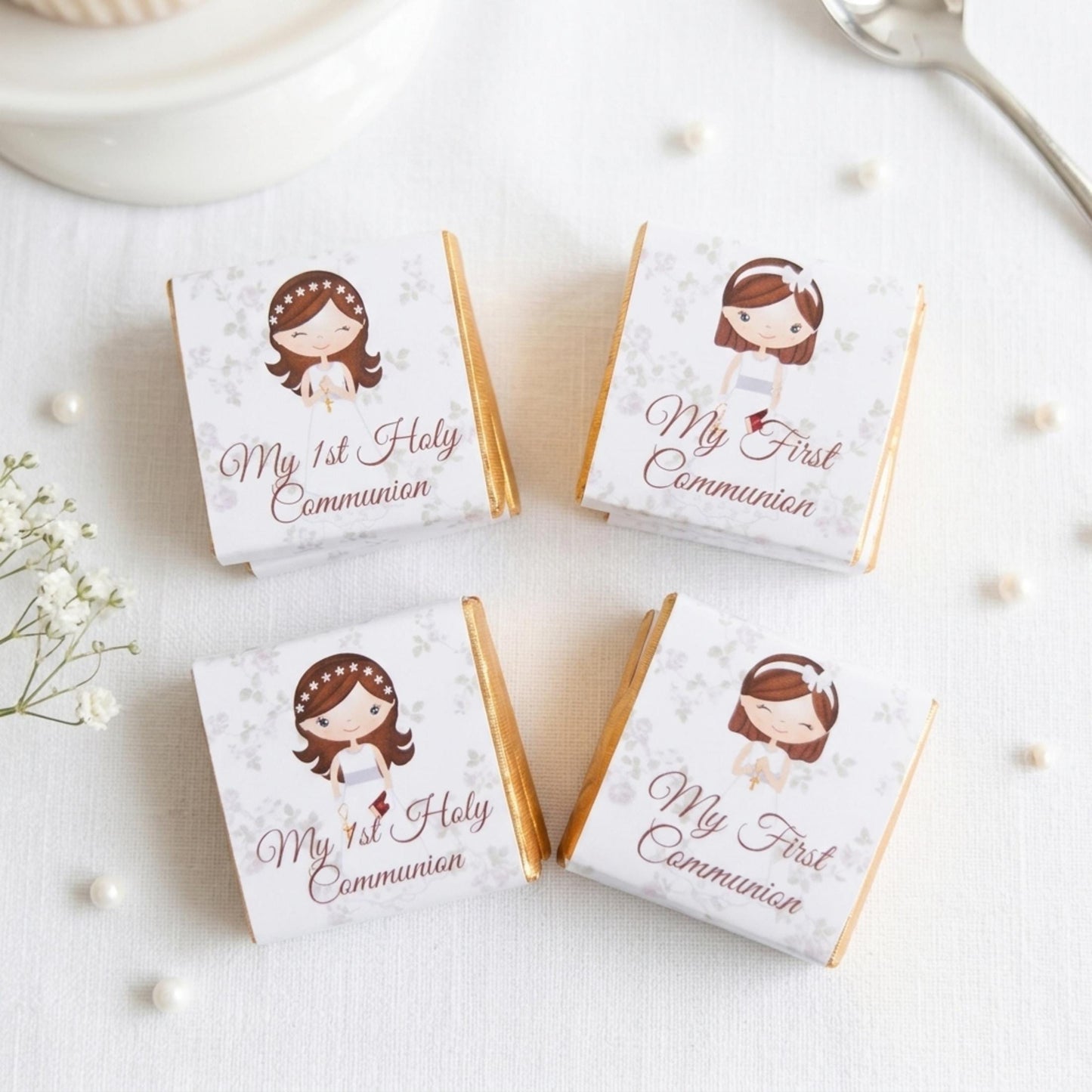 Personalised First Holy Communion Chocolate Favours – Girls Religious Treats, Party Gifts