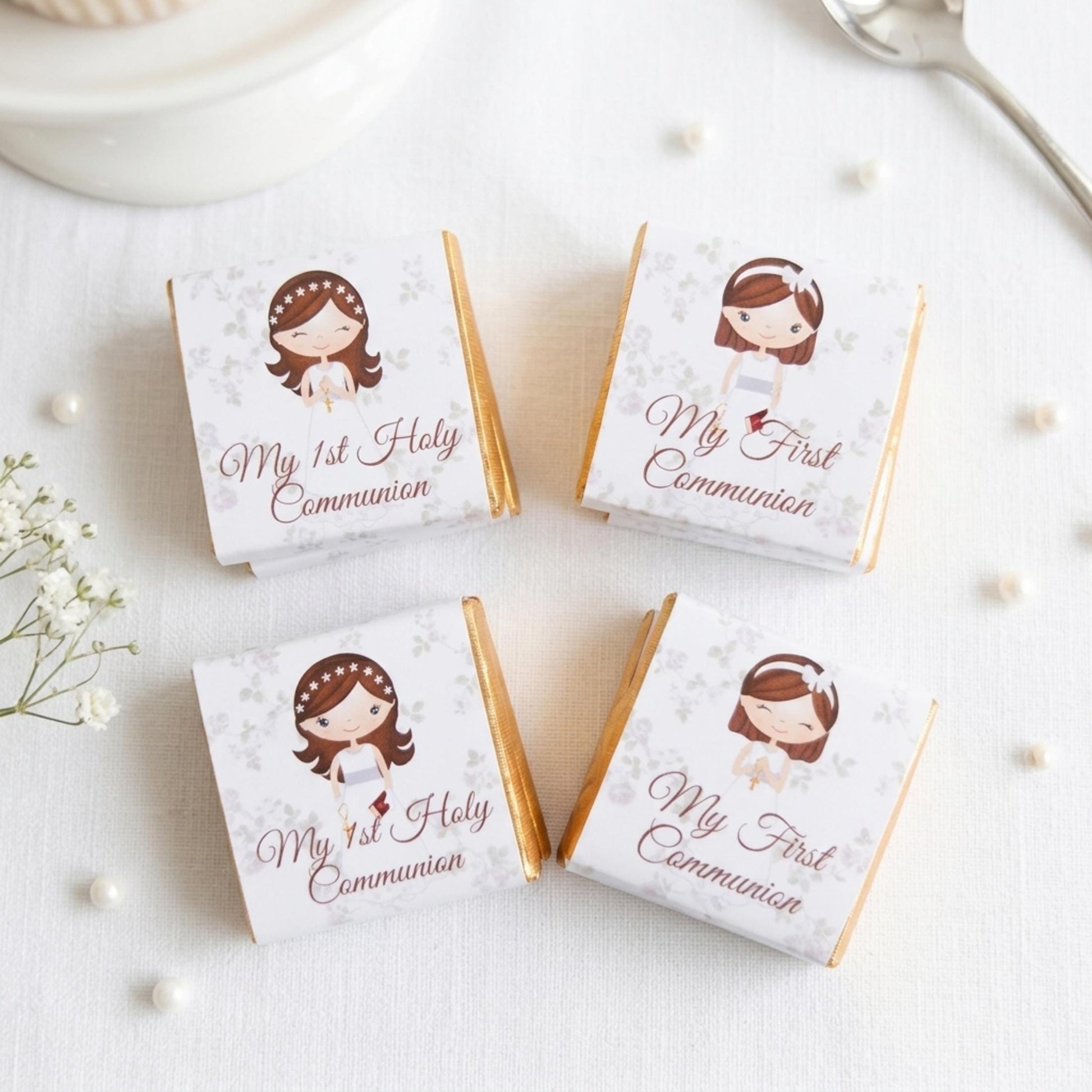 Personalised First Holy Communion Chocolate Favours – Girls Religious Treats, Party Gifts