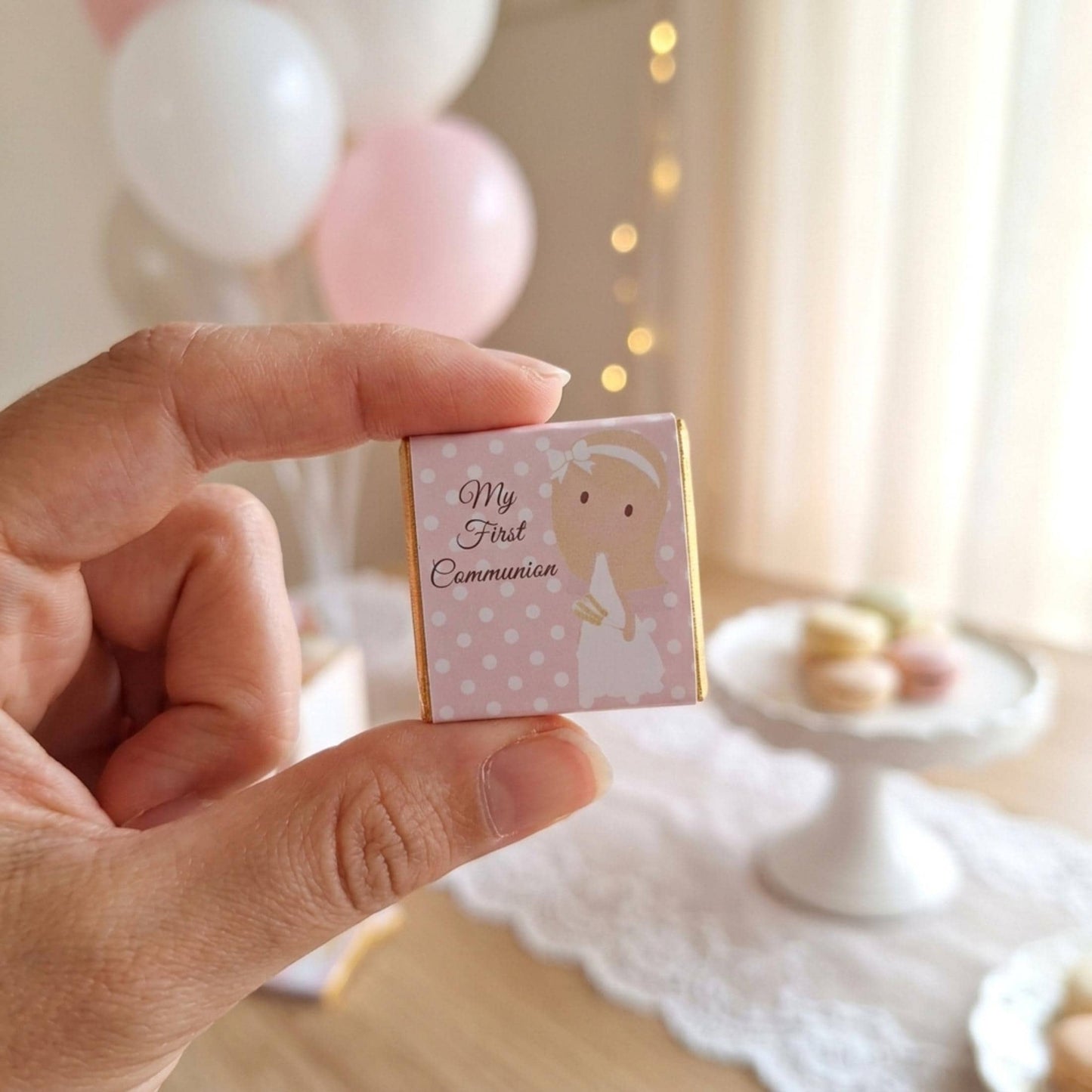 Personalised 1st Holy Communion Favours - Girls Pink Floral Chocolate Treats - Religious Party Bag Filler
