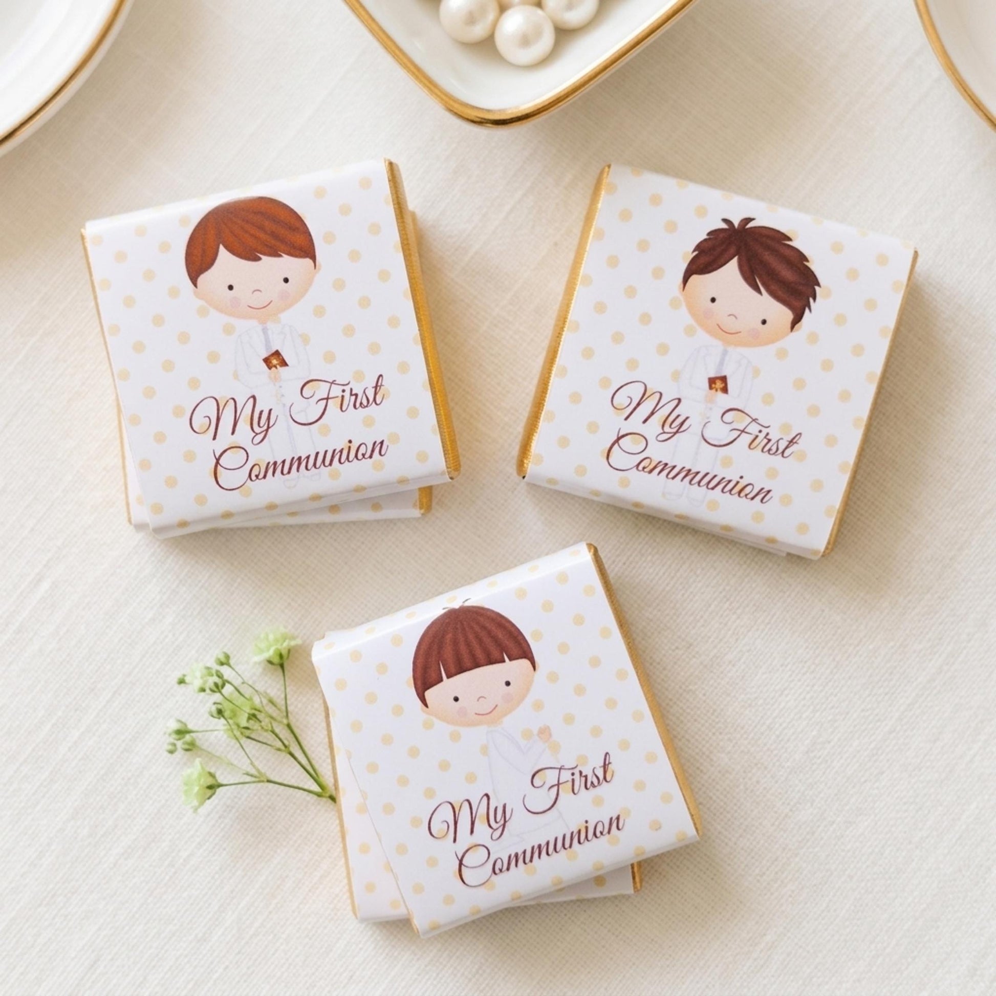 Personalised First Holy Communion Favours for Boys - Religious Chocolate Treats - Communion Guest Gifts