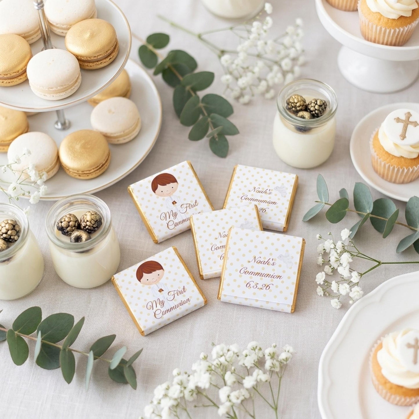Personalised First Holy Communion Favours for Boys - Religious Chocolate Treats - Communion Guest Gifts