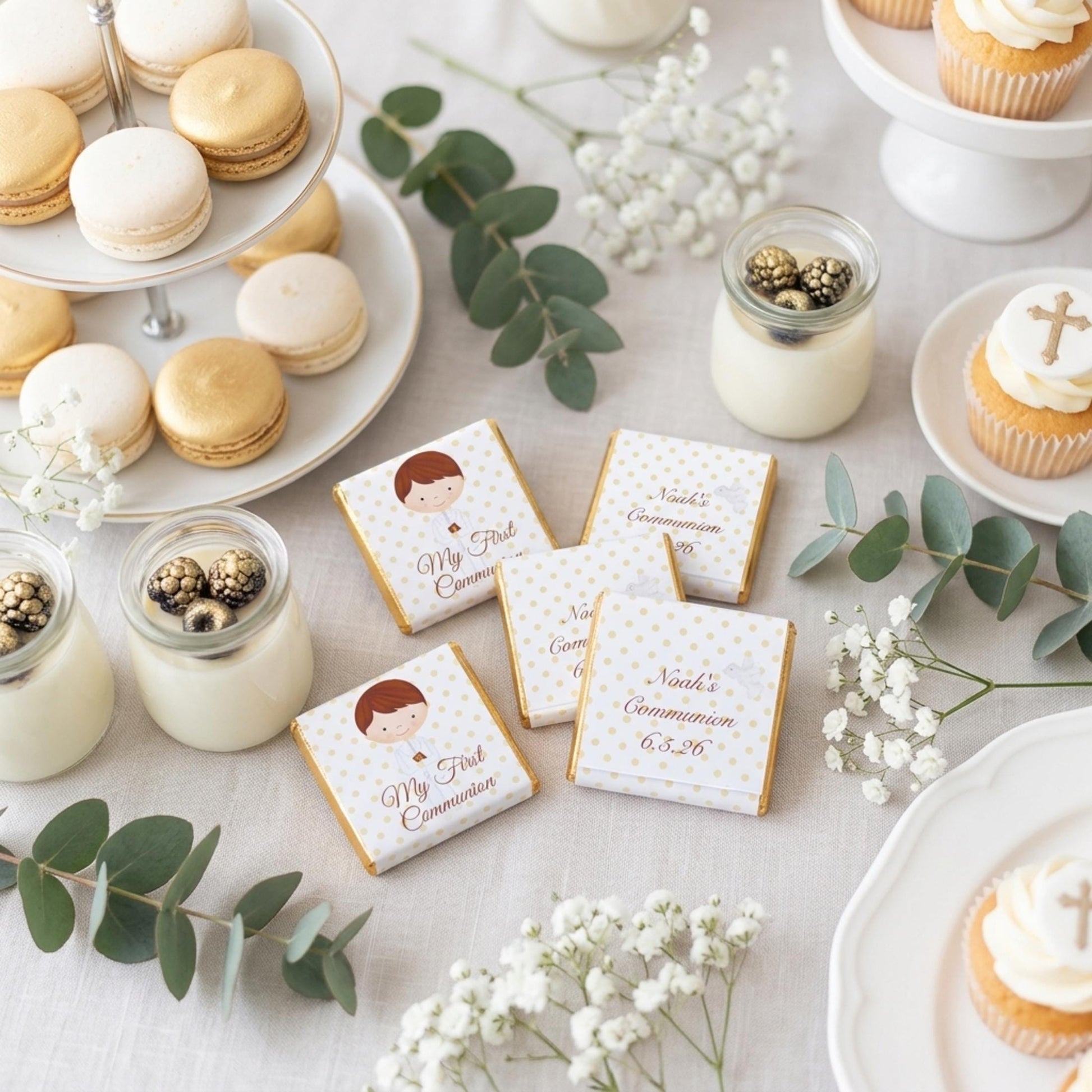 Personalised First Holy Communion Favours for Boys - Religious Chocolate Treats - Communion Guest Gifts