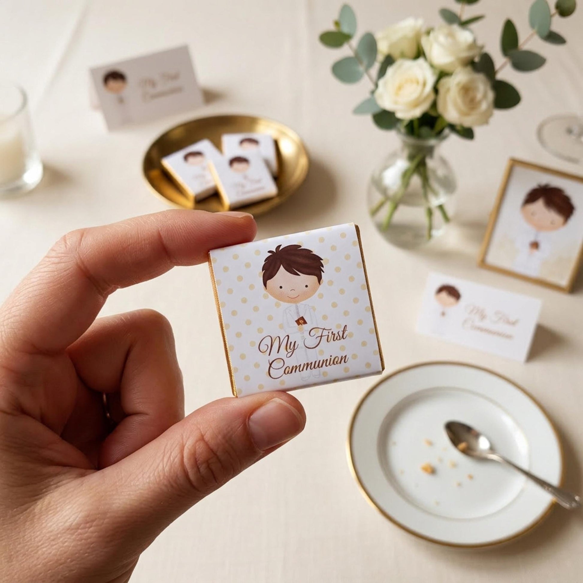 Personalised First Holy Communion Favours for Boys - Religious Chocolate Treats - Communion Guest Gifts