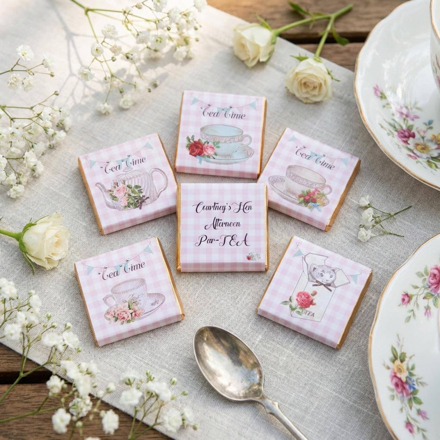 Personalised Tea Time Chocolates – Afternoon Tea Party Favours, Birthday Treats