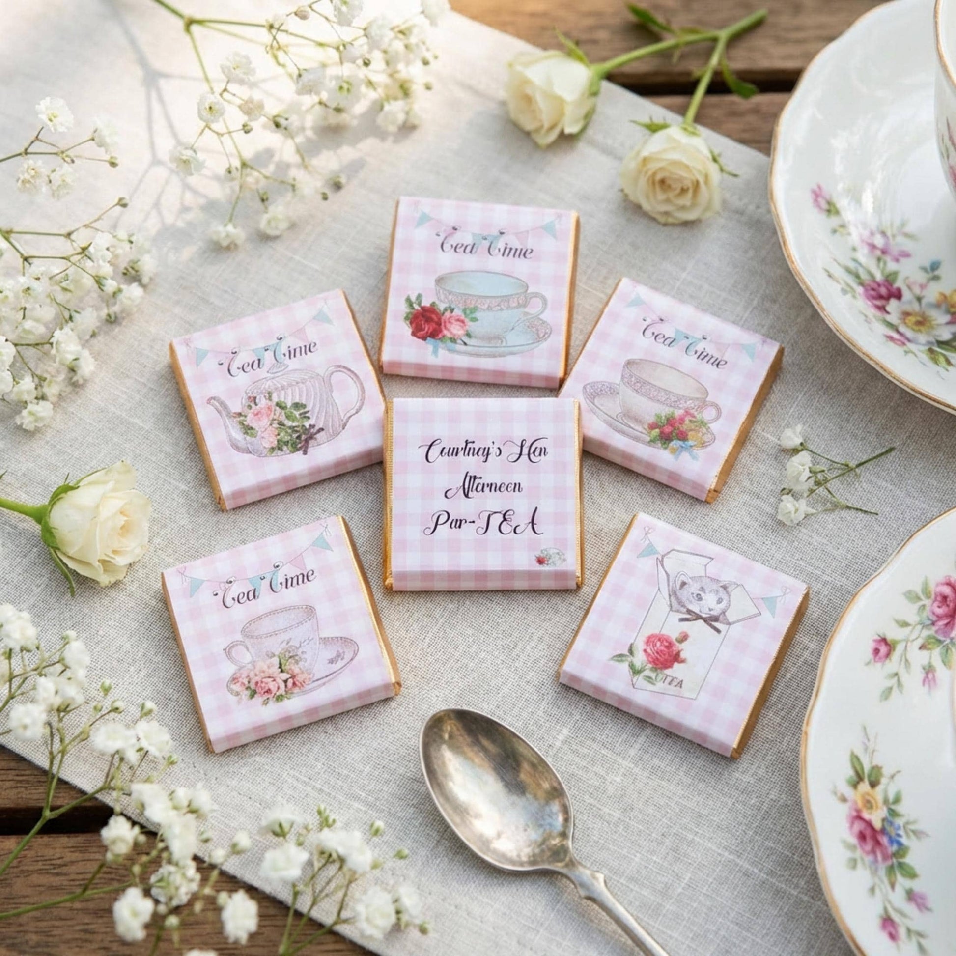 Personalised Tea Time Chocolates – Afternoon Tea Party Favours, Birthday Treats