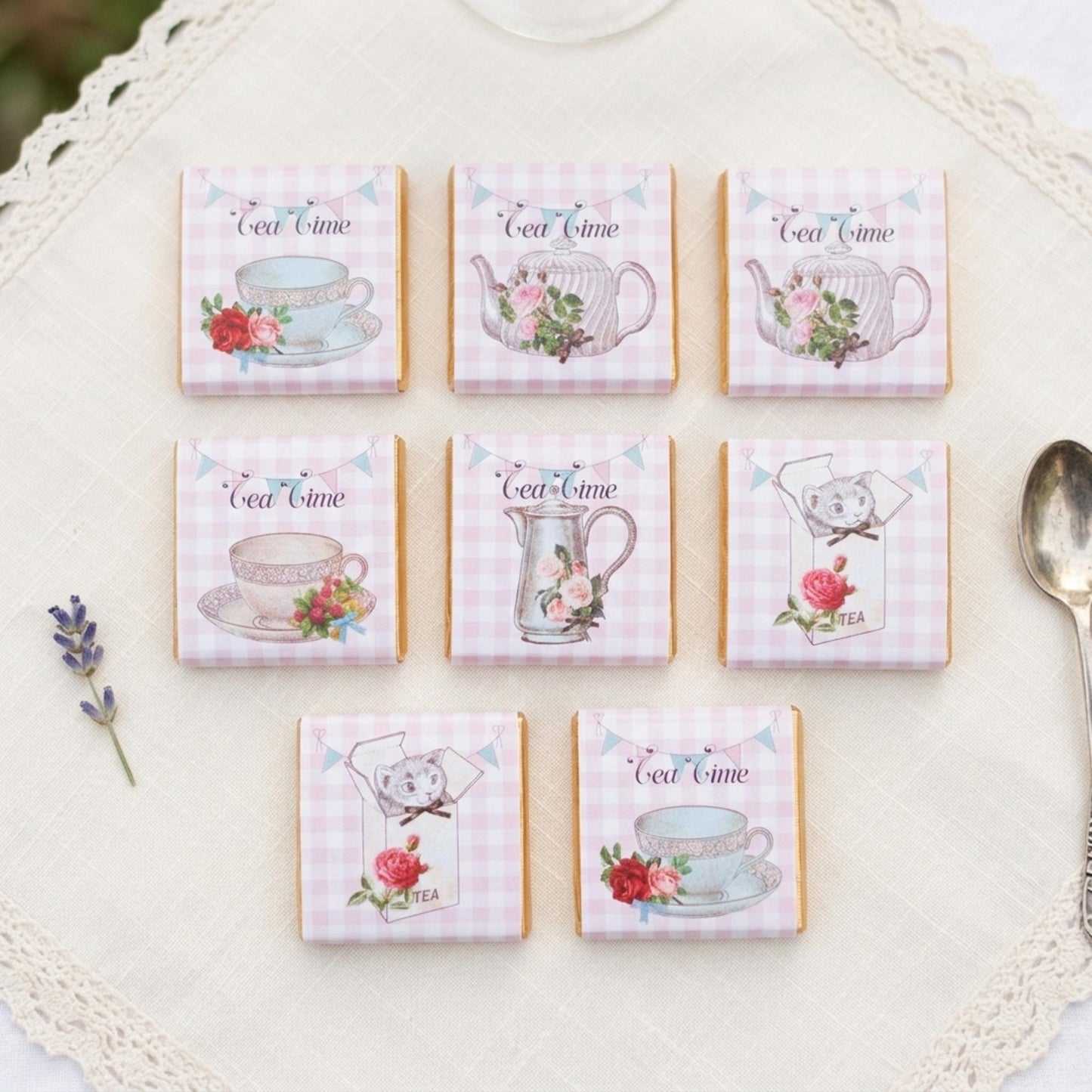 Personalised Tea Time Chocolates – Afternoon Tea Party Favours, Birthday Treats