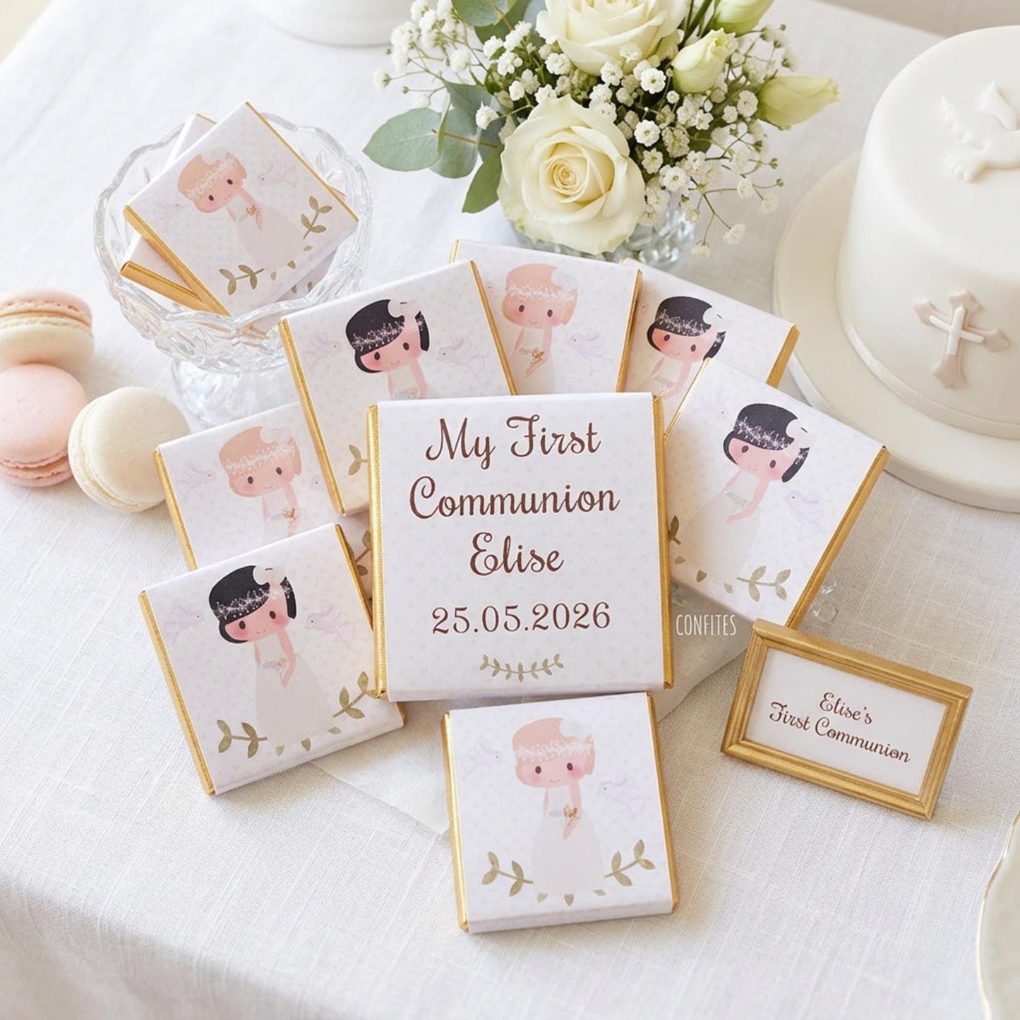 Personalised First Holy Communion Chocolates, Custom Religious Party Favours