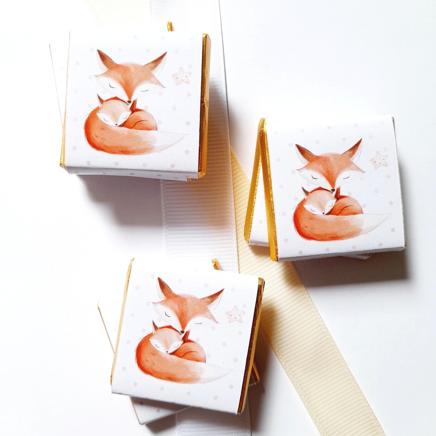 Personalised Mum and Baby Fox Chocolates – Woodland Baby Shower Favours, Party Bag Fillers
