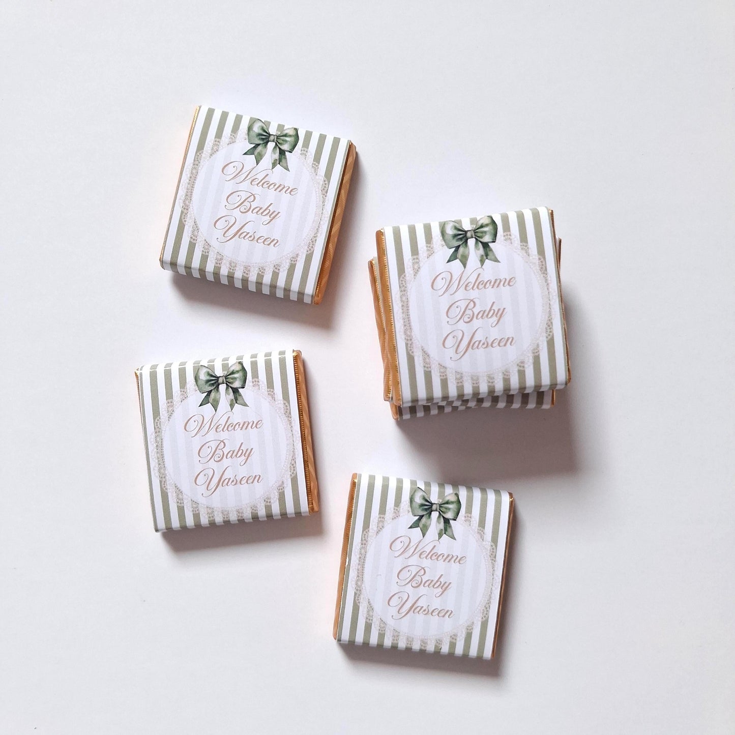 Personalised Baby Shower Party Favours – Sage Green Bow Treats