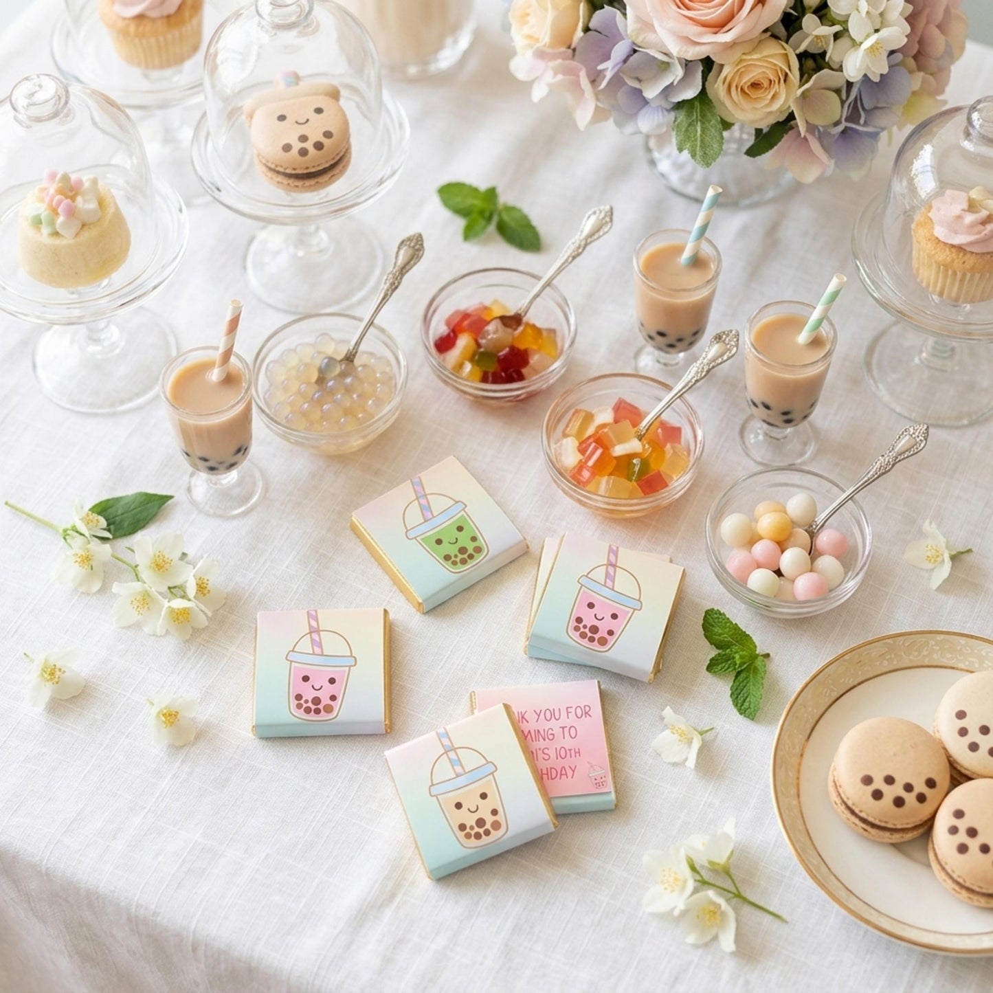 Personalised Bubble Tea Chocolates – Birthday Party Favours, Boba Bar Treats